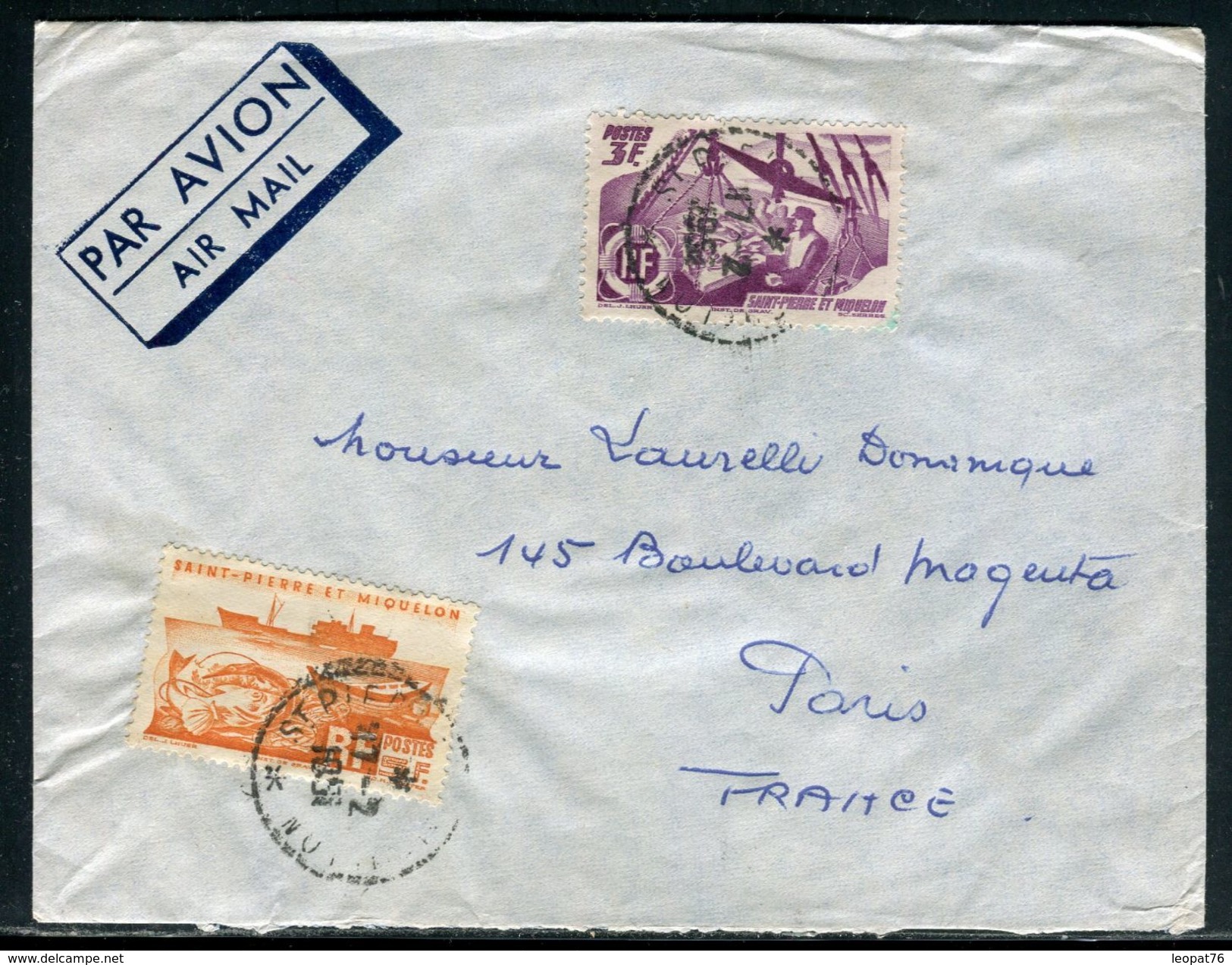 Saint Pierre Et Miquelon - Enveloppe Pour Paris En 1951 - Ref D164 - Covers & Documents