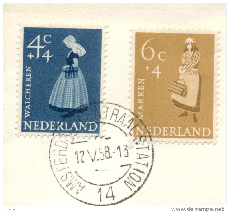 Nederland - 1958 - Zomerserie Klederdrachten Op Cover Lokaal Amsterdam - Brieven En Documenten