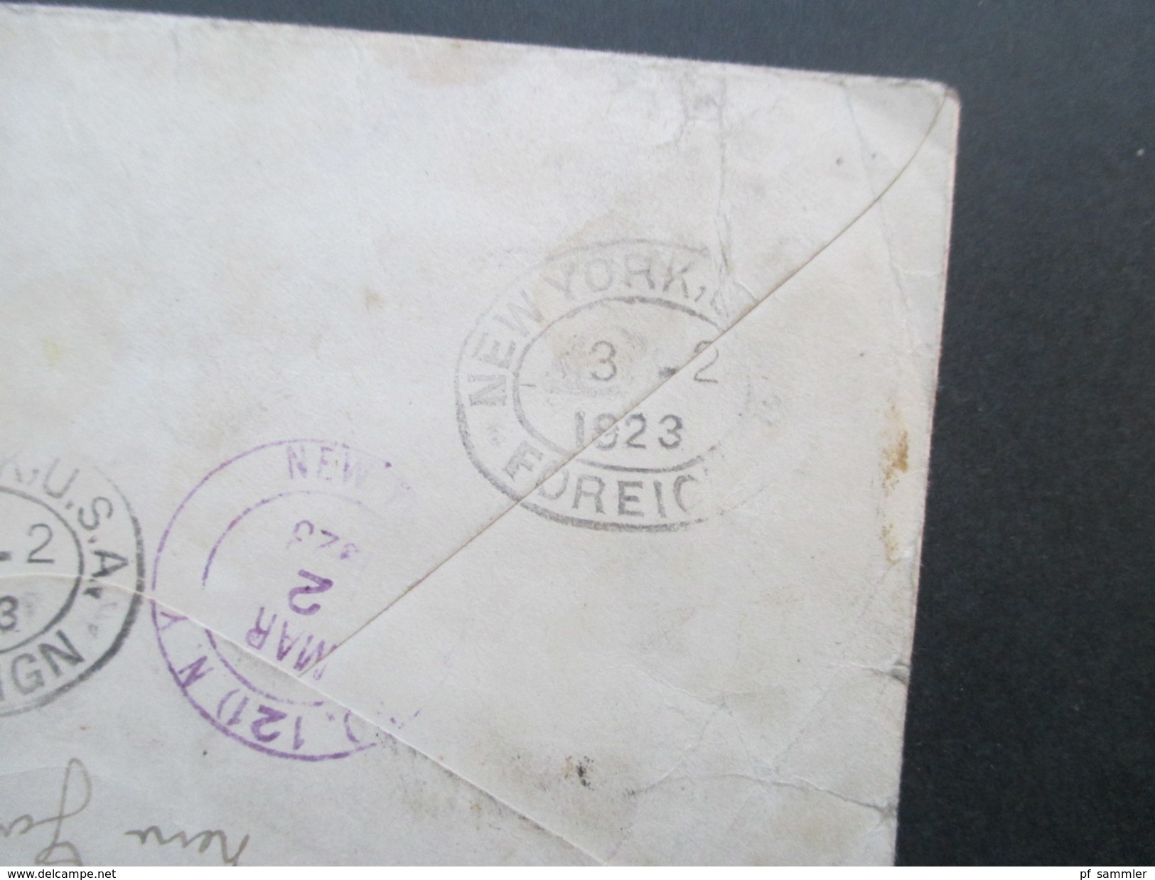 USA 1923 MiF Washington U. Monroe. Entwertet Mit Bleistift! Registered Letter Nach Hackenheim. 5 Stempel - Storia Postale