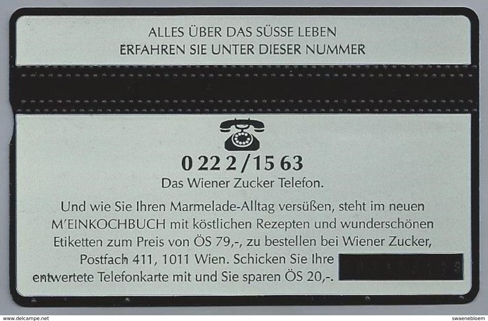 AT.- ÖSTERREICH. AUSTRIA. Telefon-wertkarte. Telefonwertkarte. WIENER ZUCKER Gelierzucker. 2 Scans - Oostenrijk