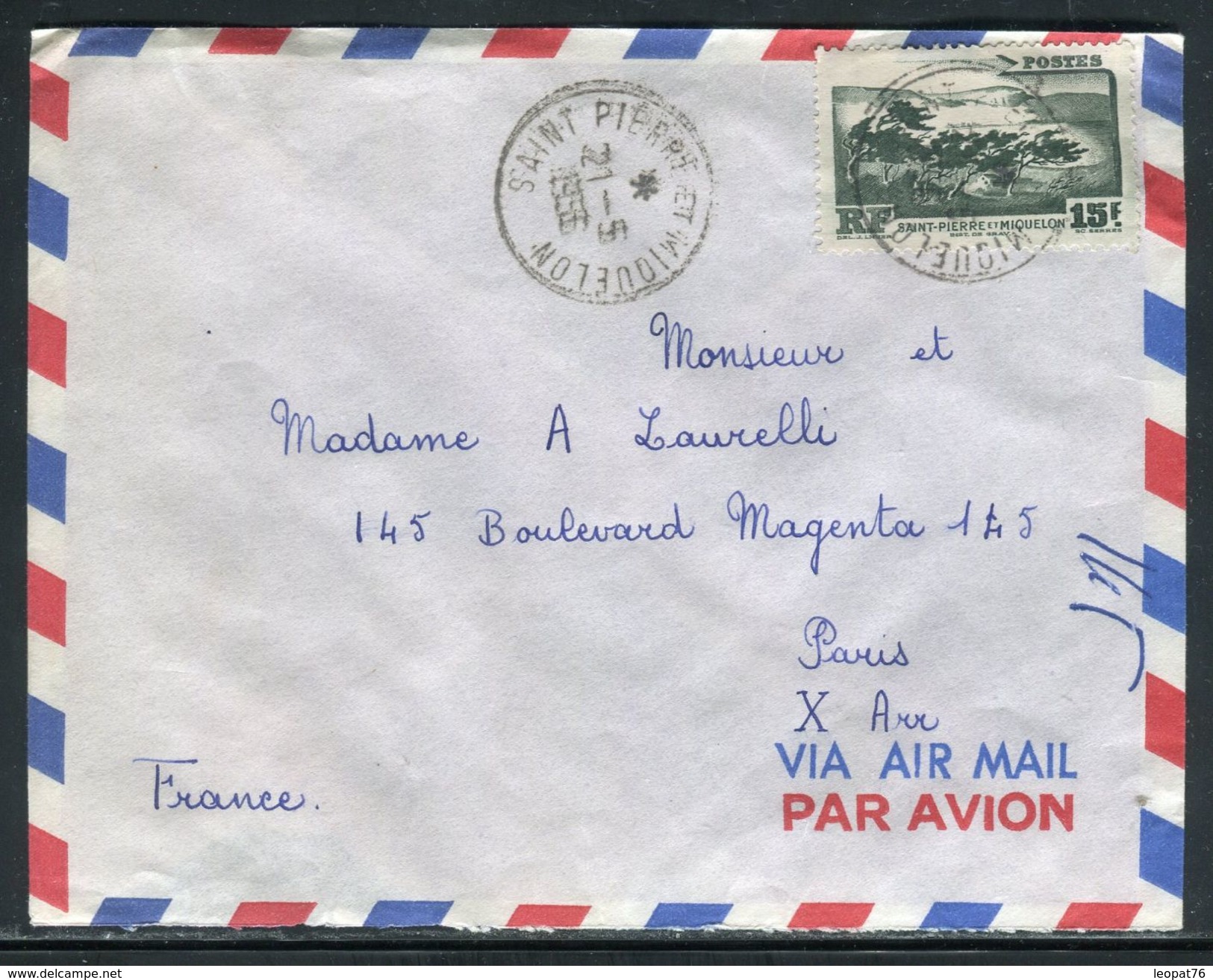 Saint Pierre Et Miquelon - Enveloppe Pour Paris En 1956 - Ref D177 - Storia Postale