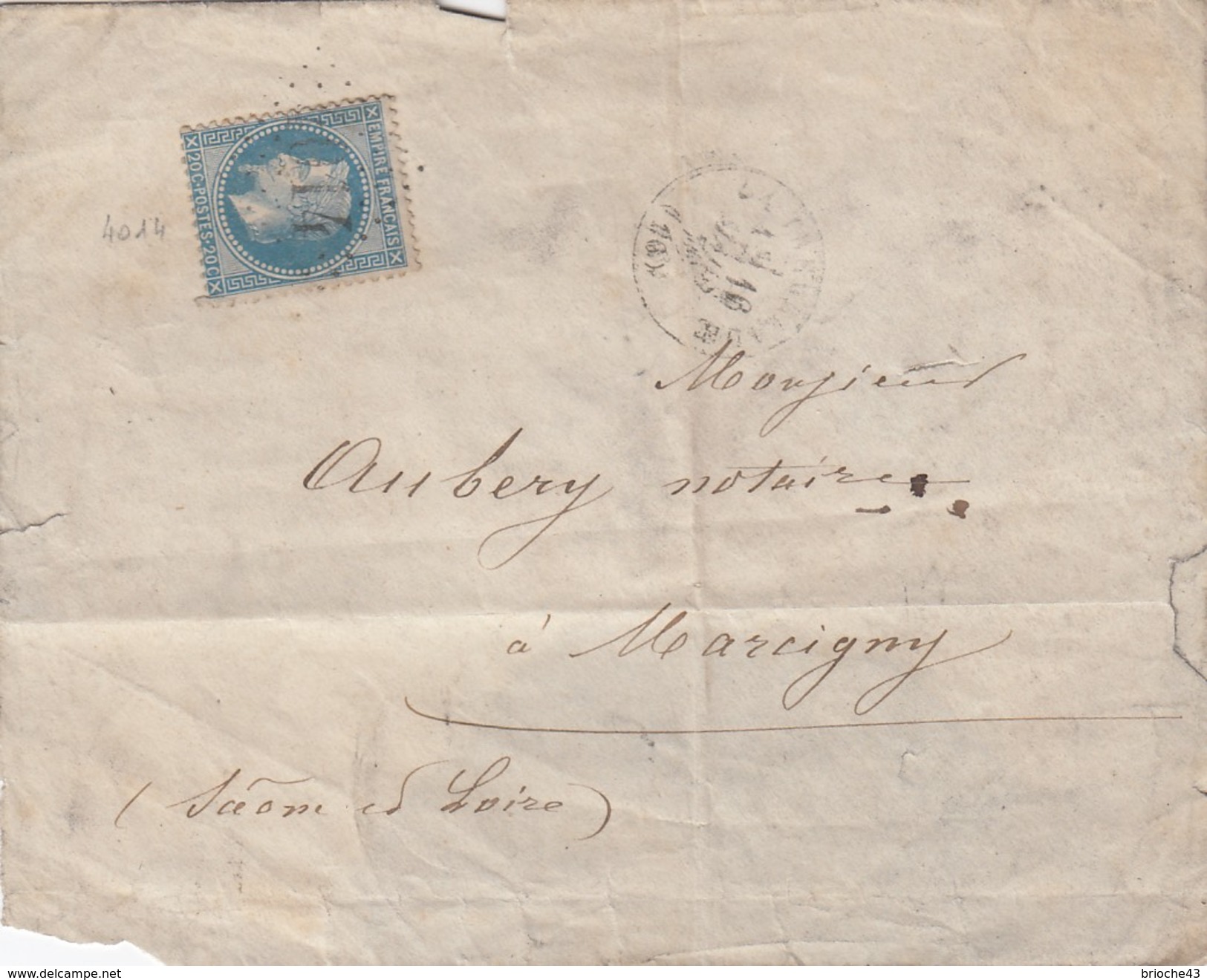 FRANCE - LETTRE CLASSIQUE GC 4014 LA TREMBLADE POUR MARCIGNY SAONE ET LOIRE 16 MARS 1870/ 1 - 1849-1876: Periodo Clásico