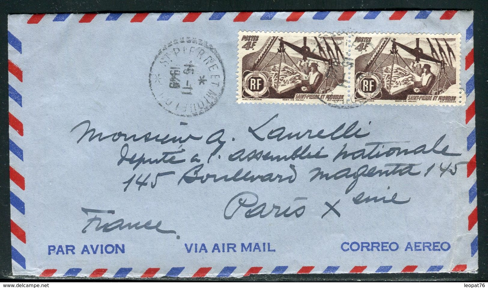 Saint Pierre Et Miquelon - Enveloppe Pour Paris En 1949 - Ref D178 - Storia Postale