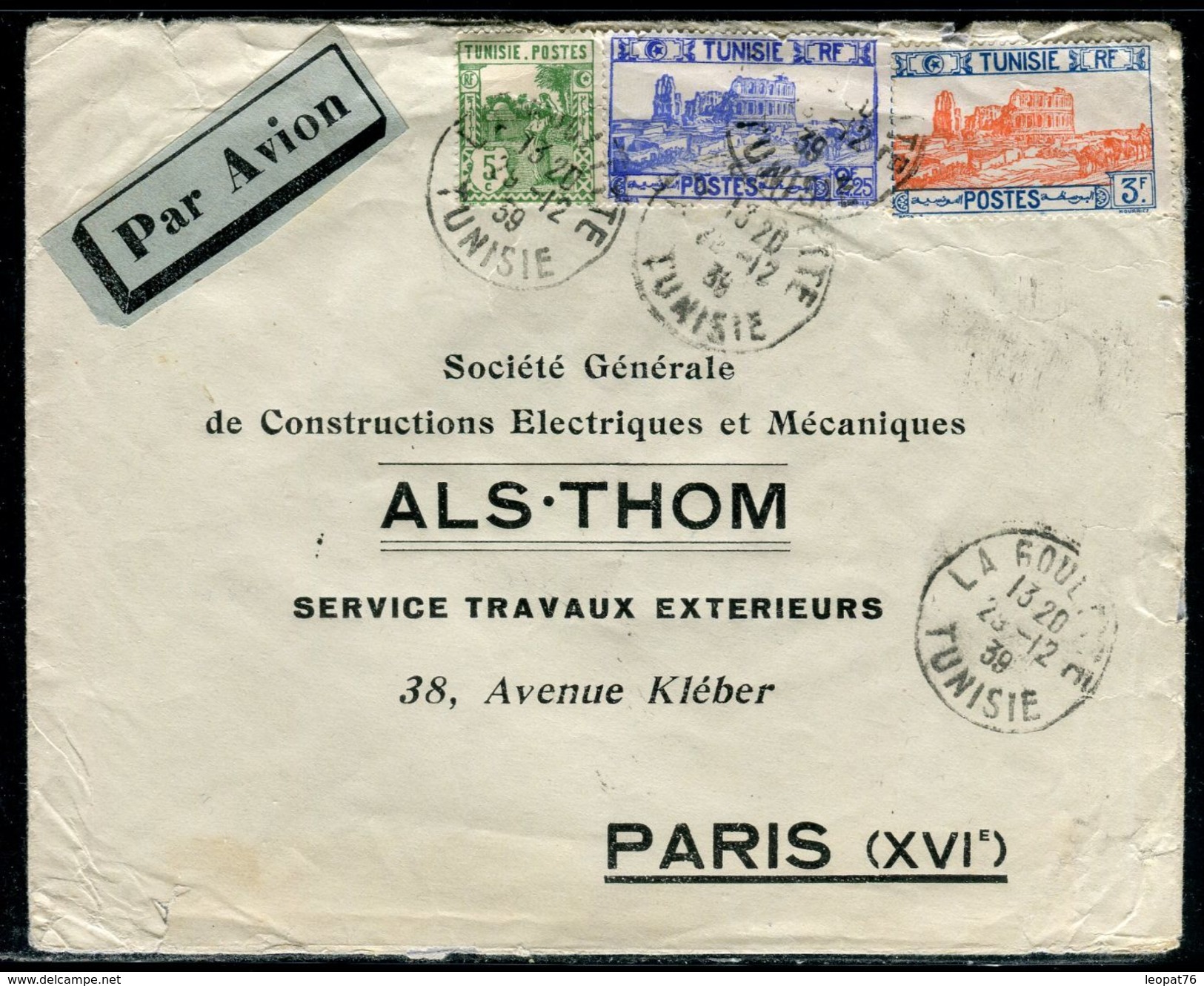 Tunisie - Enveloppe De La Goulette Pour Paris En 1939 - Ref D180 - Storia Postale