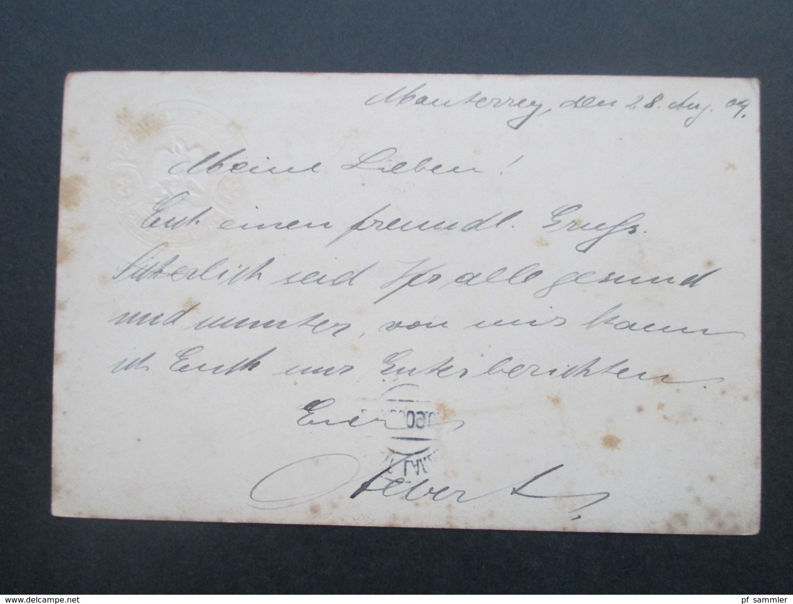 Mexiko 1909 Ganzsache Mit Überdruck Cuatro Centavos Monterrey - Siegen Westfalen. Via New York. - Mexico