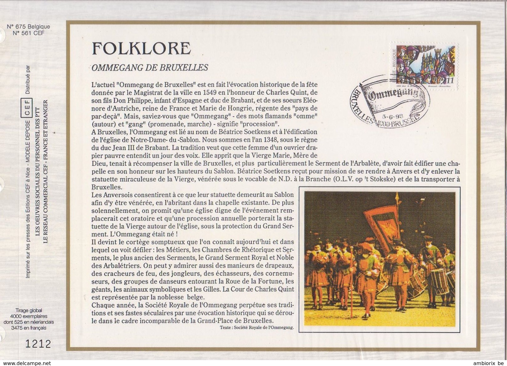 Carte Max CEF Soie 2509 Folklore - Ommegang De Bruxelles - 1991-2000