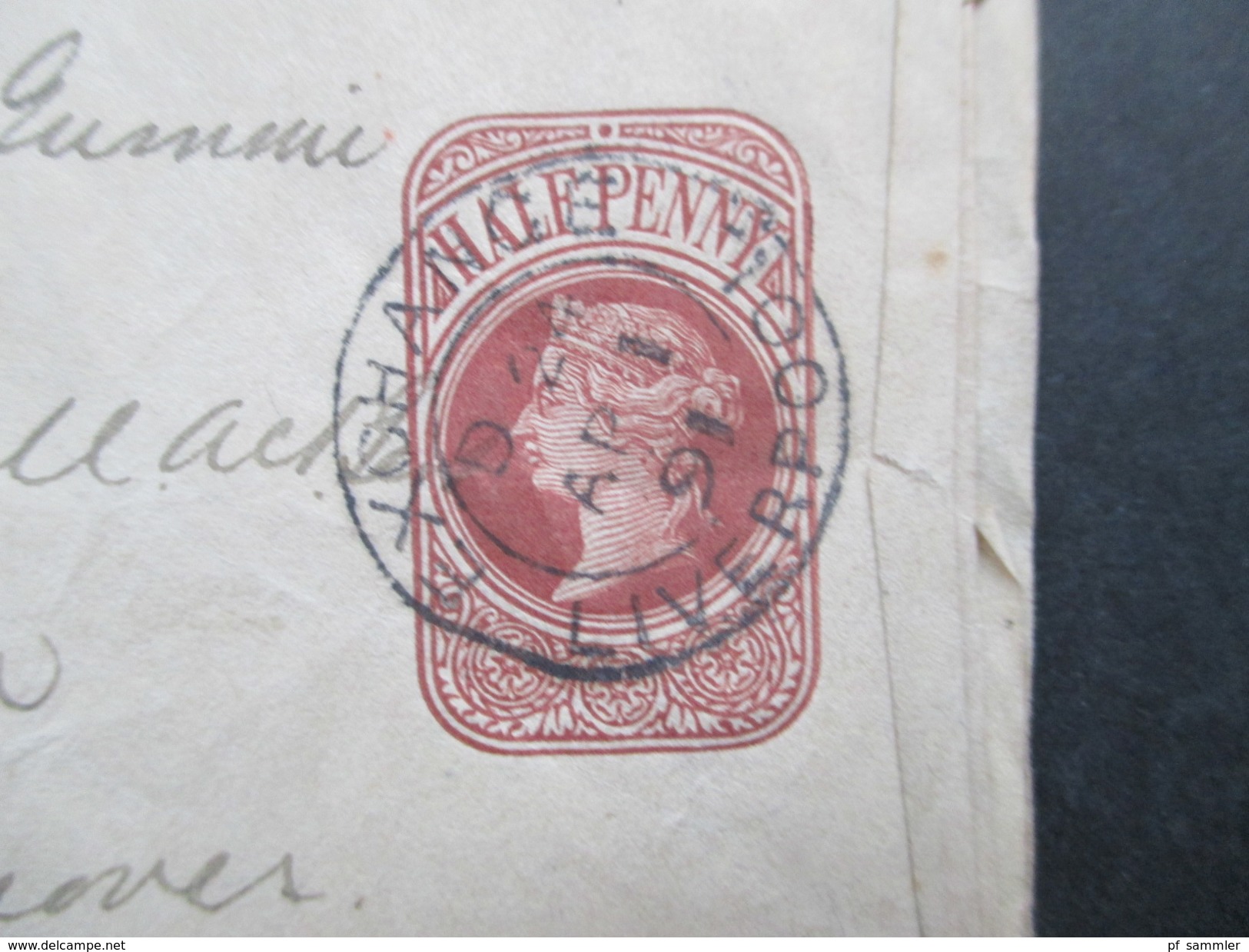 GB 7 Streifbänder Um 1888 / 1892 Z.T. Stempel Liverpool Exchange. Alle Nach Deutschland Gesendet! - Lettres & Documents