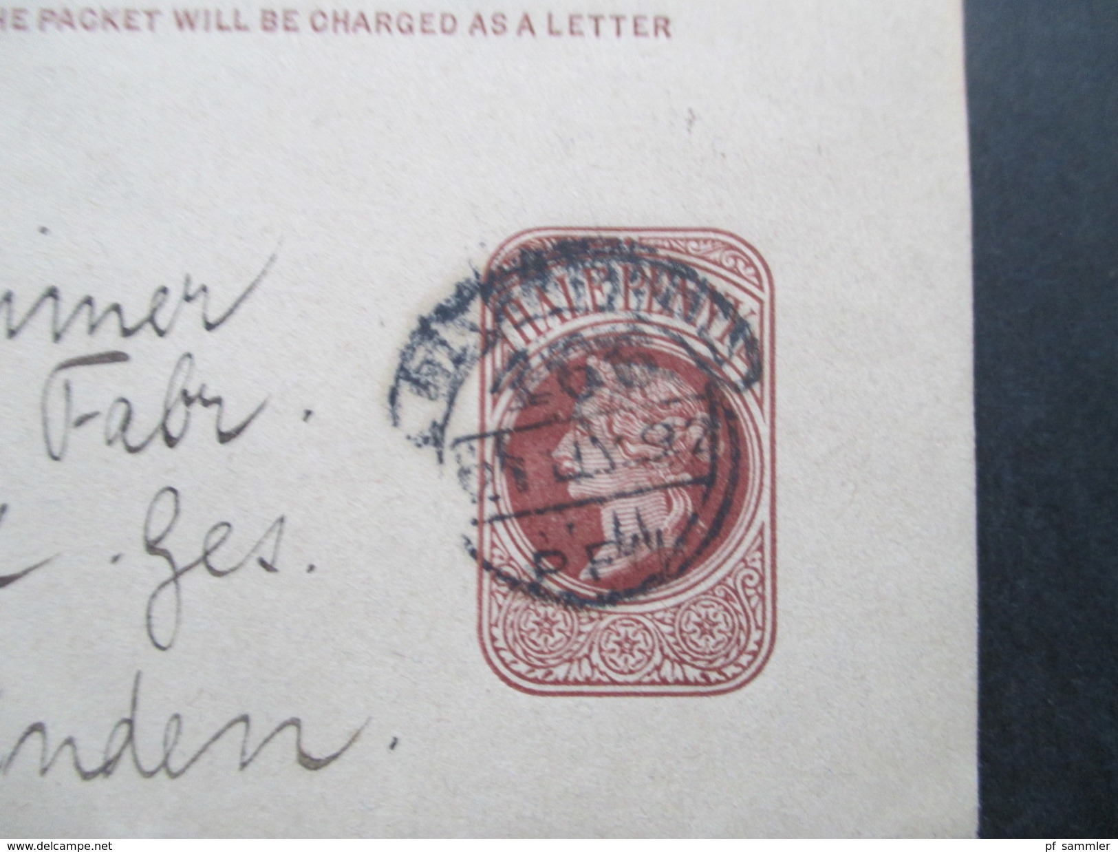 GB 7 Streifbänder um 1888 / 1892 z.T. Stempel Liverpool Exchange. Alle nach Deutschland gesendet!