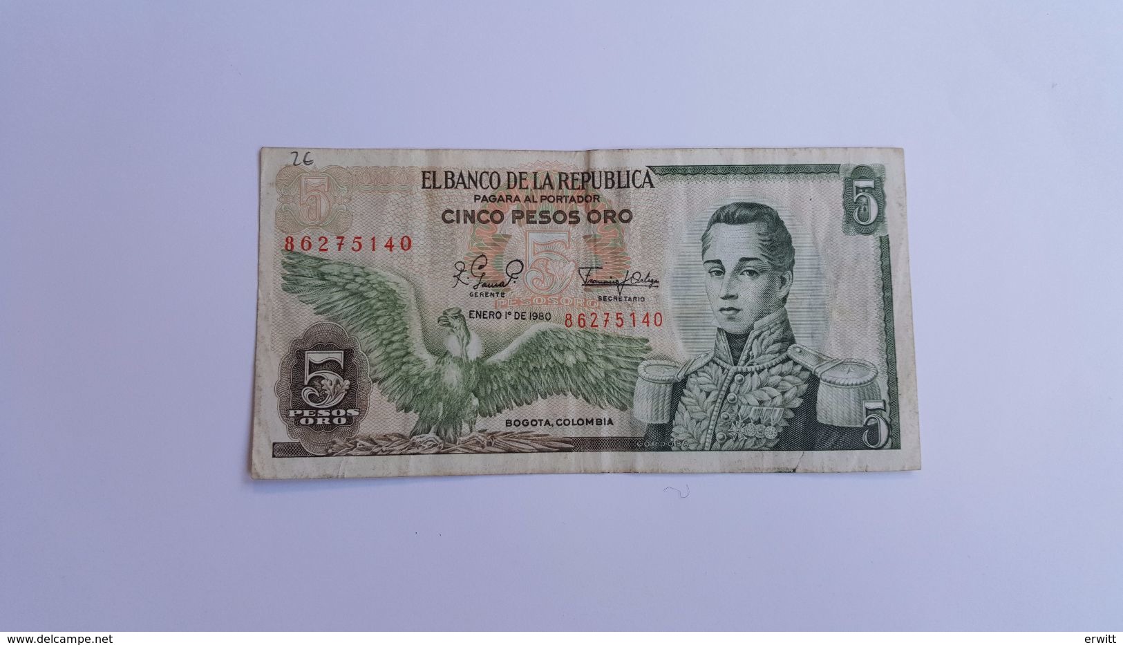 COLOMBIA 5 PESOS ORO 1980 - Colombia