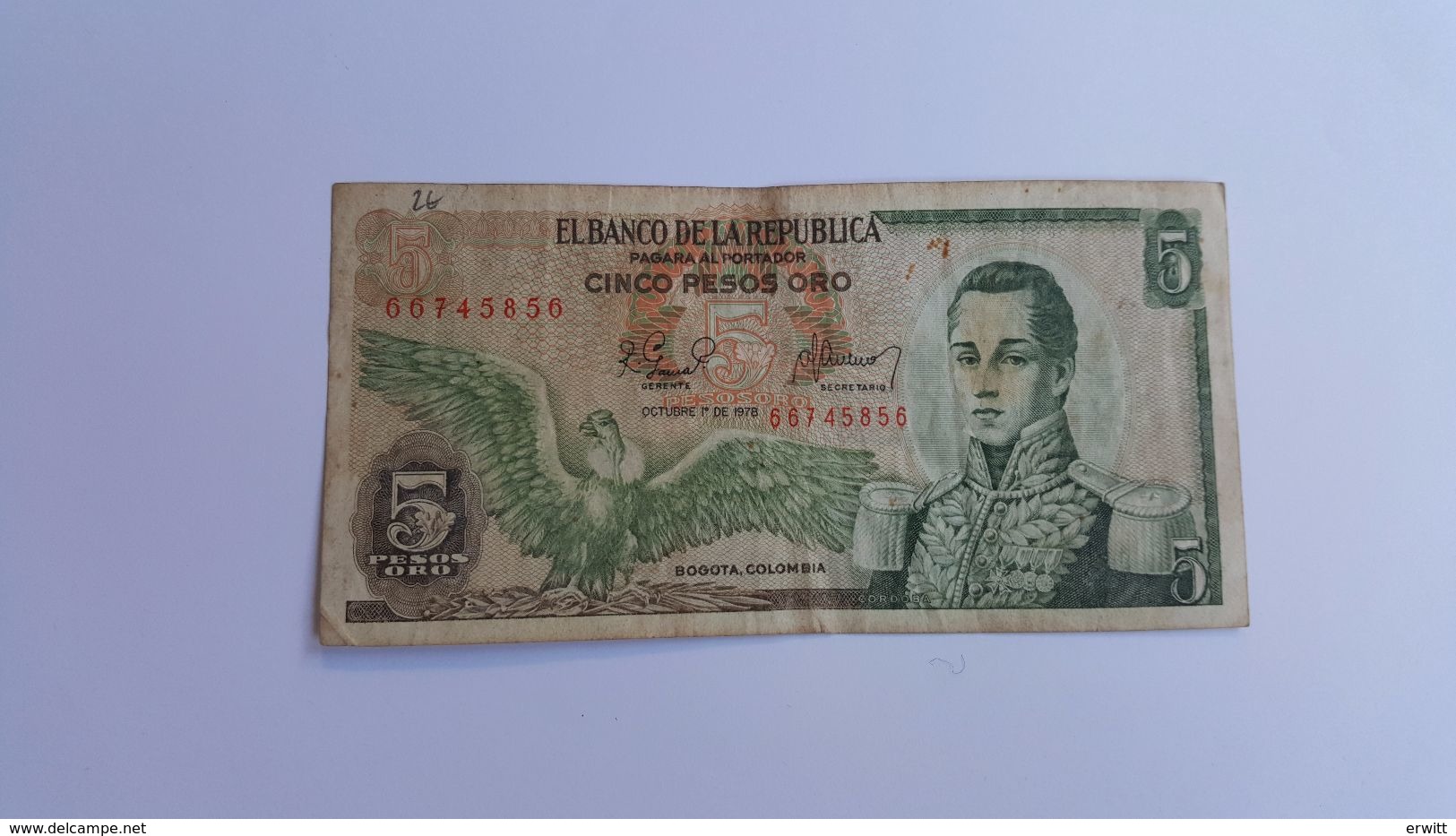 COLOMBIA 5 PESOS ORO 1980 - Colombie