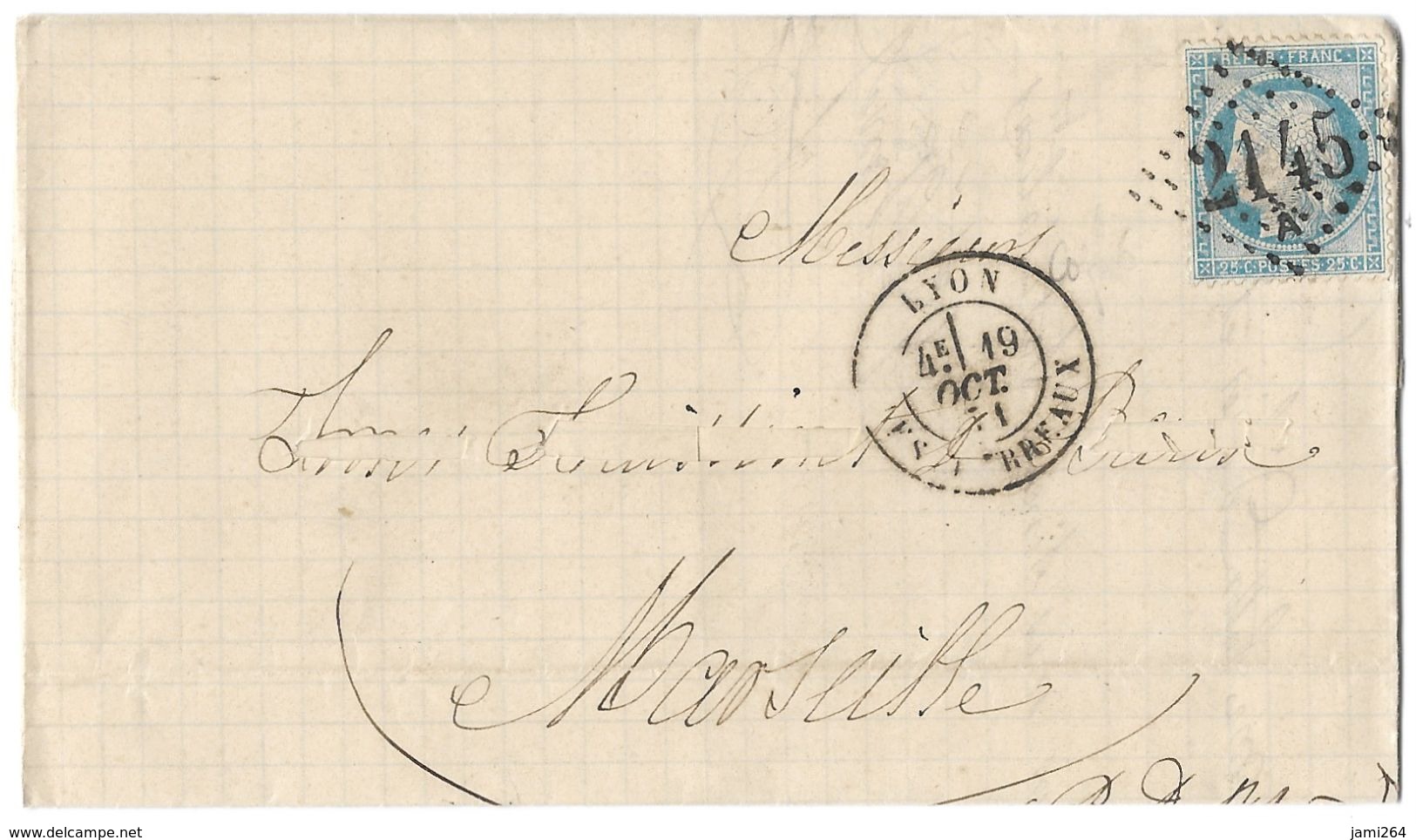 LETTRE Avec N° 60 ; 55 G1  1  Er état  TTB - 1871-1875 Cérès