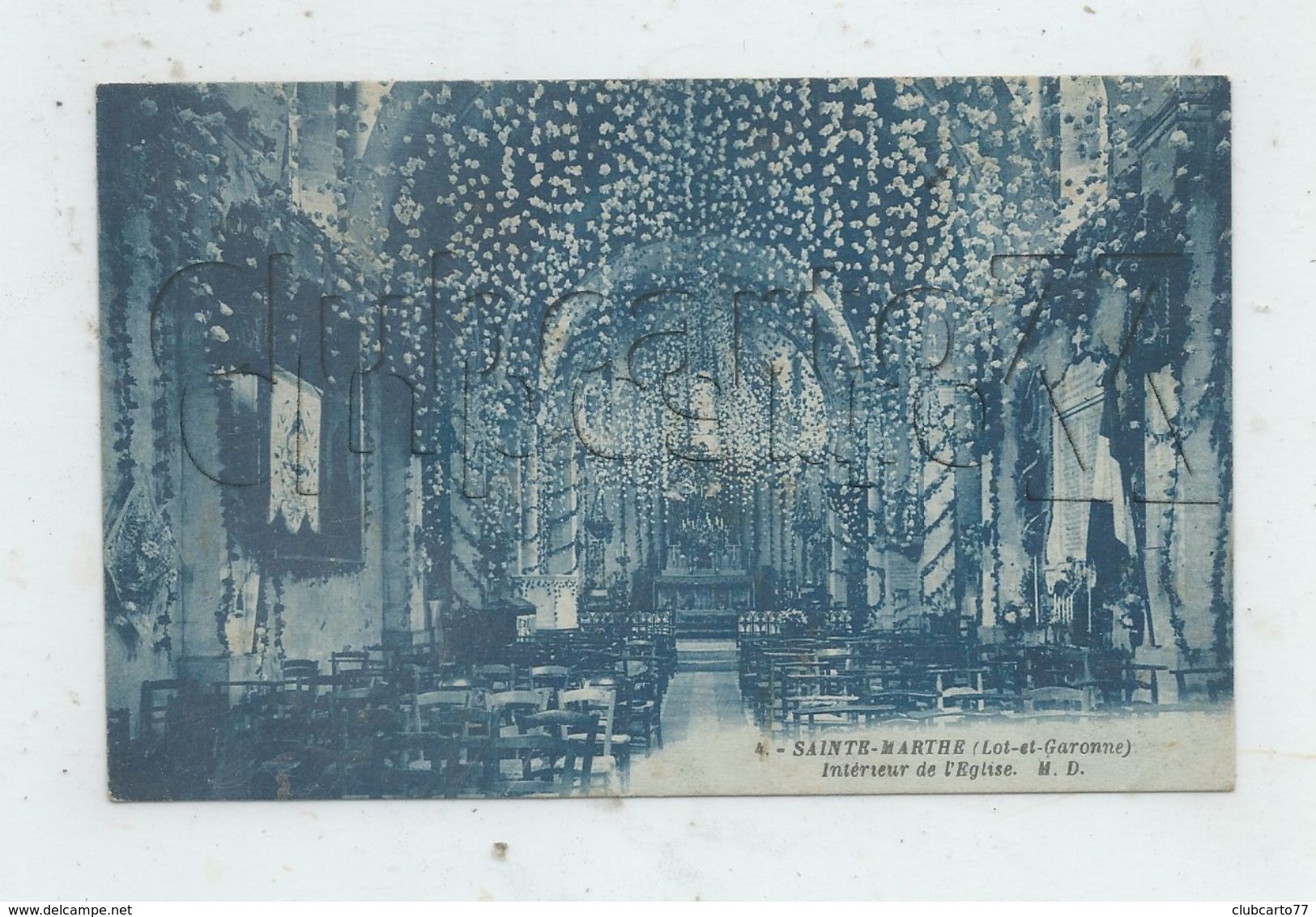 Sainte-Marthe (47) : L'intérieur De L'église Lors Des Fêtes Paroitiales En 1940 PF - Other & Unclassified