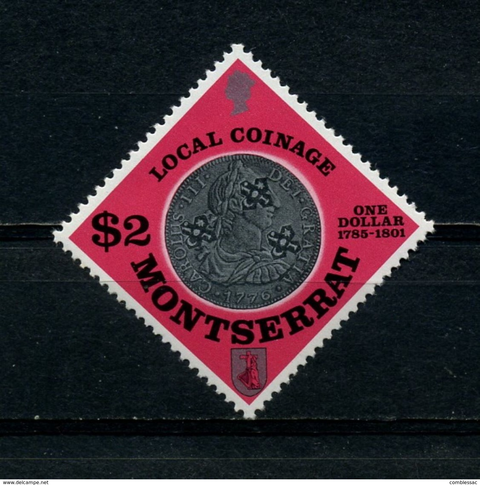 MONTSERRAT    1975    Local  Coinage  $2  Black  Rose  And  Silver    MNH - Montserrat