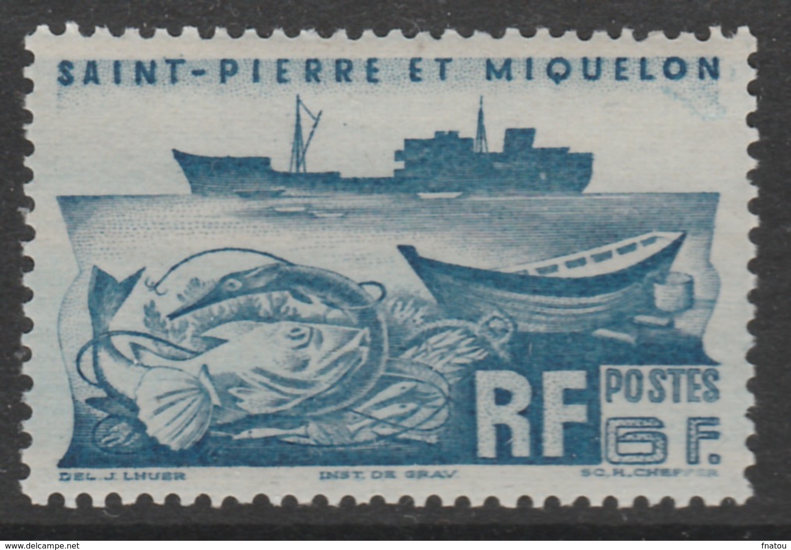 Saint Pierre And Miquelon, Fishing Trawler, 6f., 1947 MNH VF - Nuevos