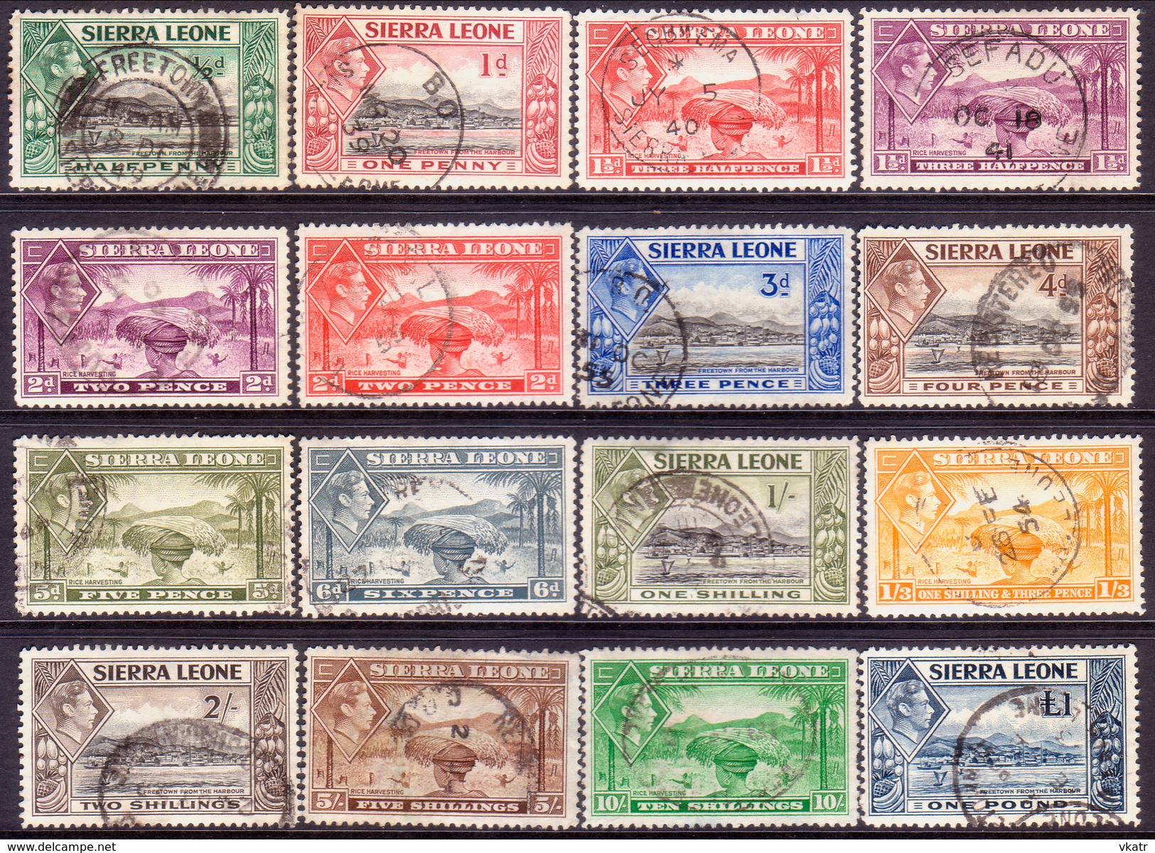 SIERRA LEONE 1938-44 SG #188-200 Compl.set Used CV £80 - Sierra Leone (...-1960)