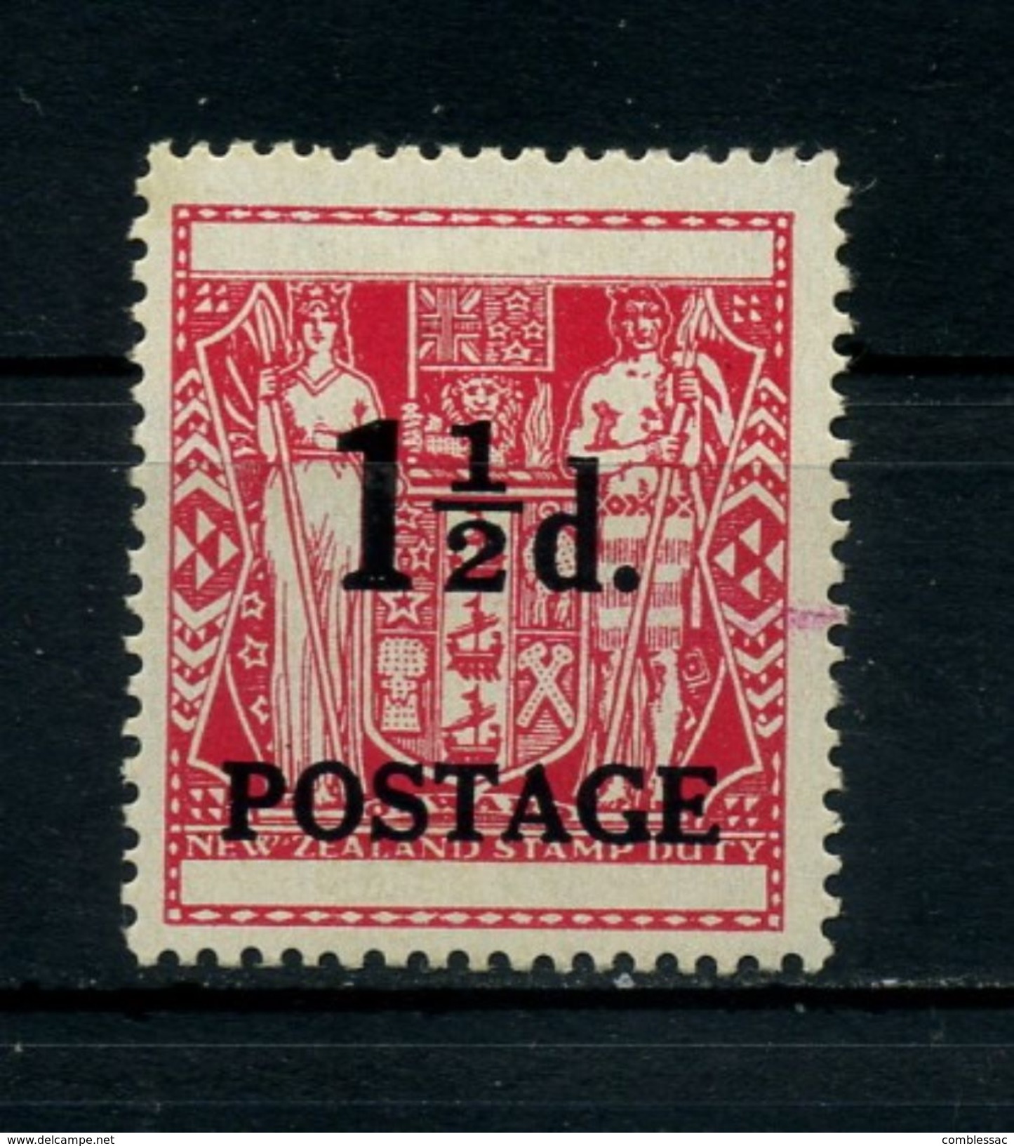 NEW  ZEALAND    1950    1 1/2d  Carmine  Surcharged    MH - Unused Stamps