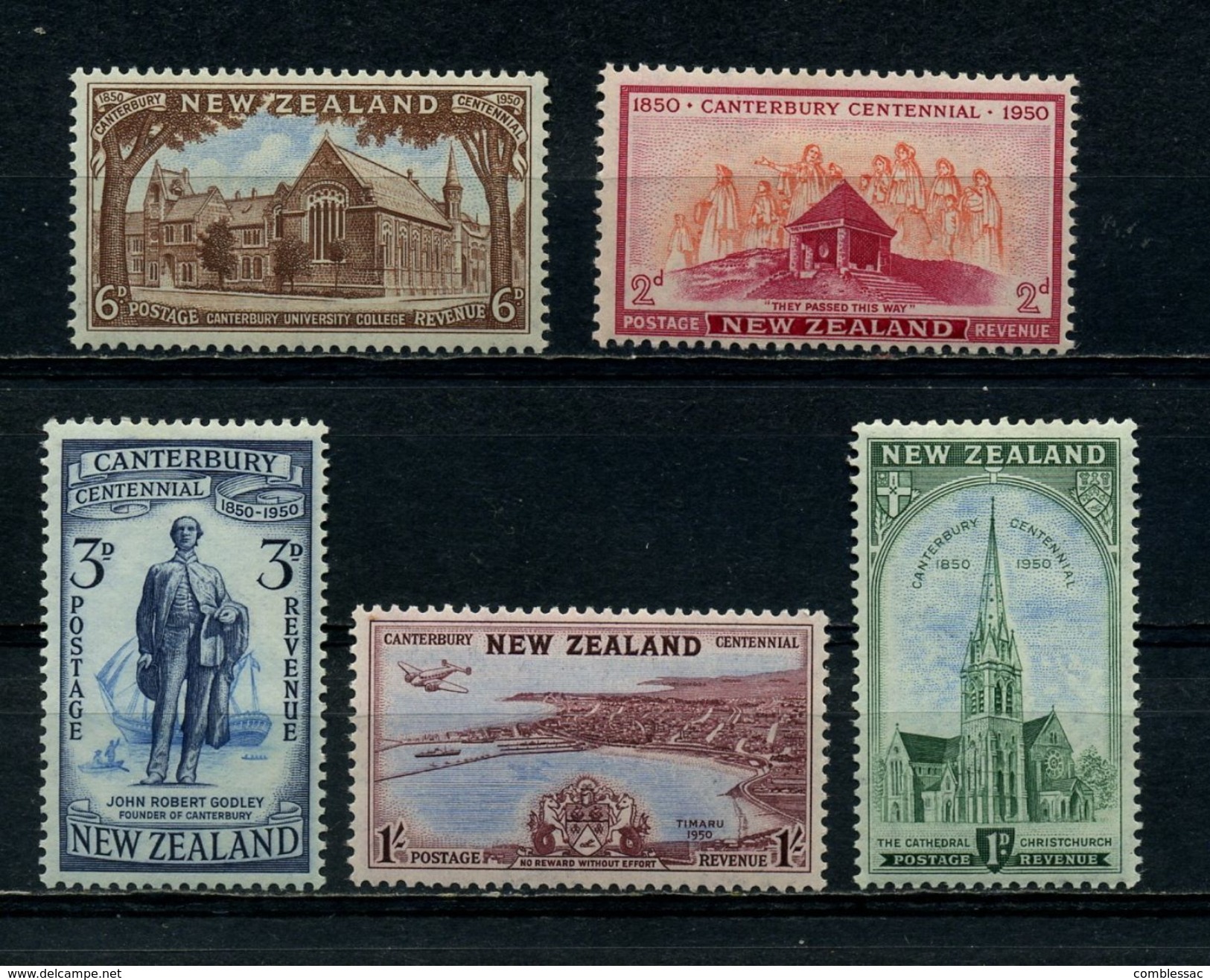 NEW  ZEALAND    1950    Centennial  Of  Canterbury    Set  Of  5    MH - Unused Stamps