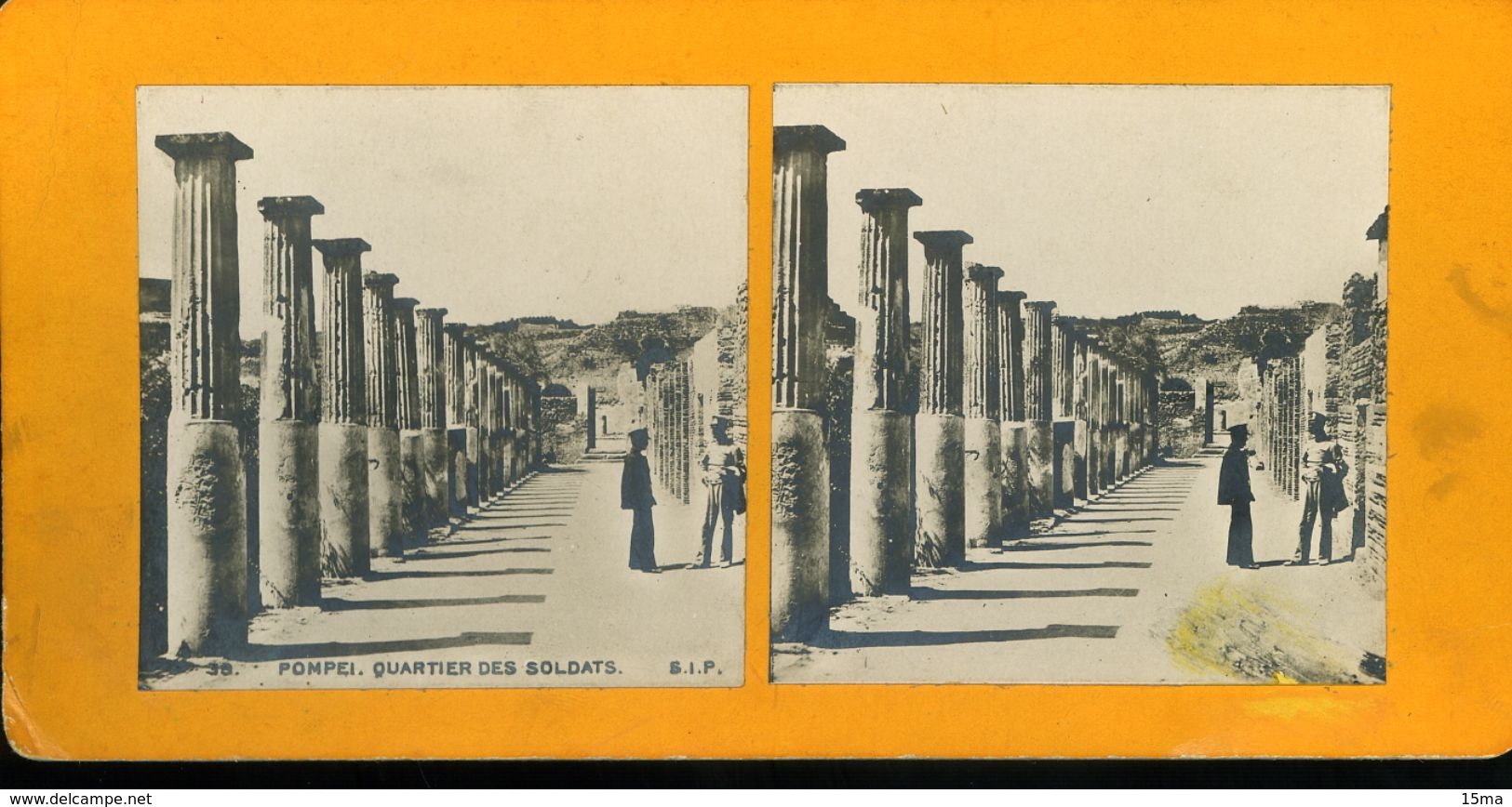 Pompei Quartier Des Soldats SIP 30 Photographie Stéréoscopique Photo Stéréo XIXe Collée Sur Carton - Photos Stéréoscopiques