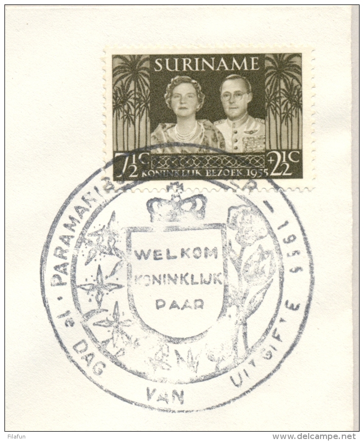 Suriname - 1955 - Koninklijk Bezoek / Royal Visit Op FDC - No Address - Suriname ... - 1975