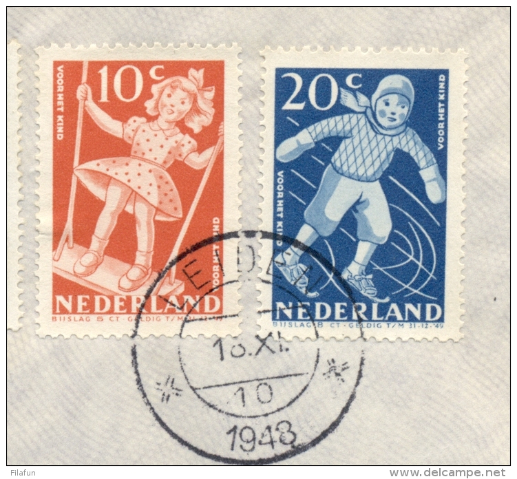 Nederland - 1948 - Kindserie Kinderspelen Op Cover Met Stempel Leiden En Autopostkantoor - Brieven En Documenten