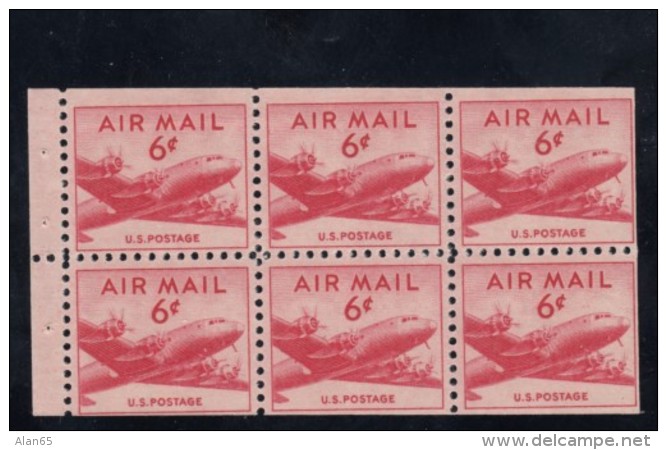 Sc#C39a 6c Air Mail Booklet Pane Of 6 1949 US Stamps - 2b. 1941-1960 Ungebraucht