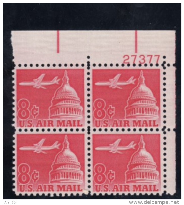 Sc#C64 8c 1962 Air Mail Issue Plate # Block Of 4 US Stamps - Numero Di Lastre
