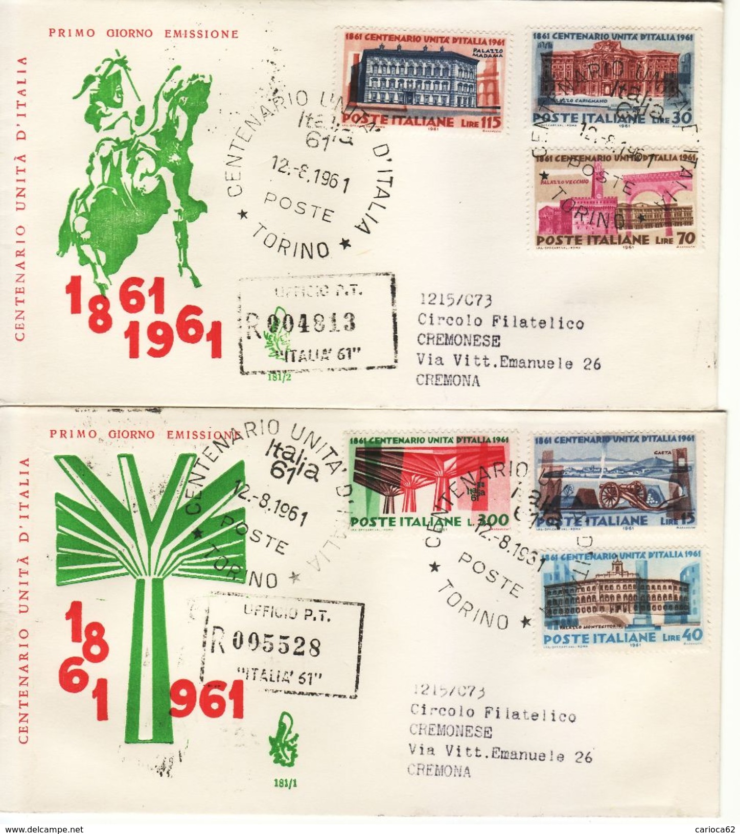 1961 - FDC " CENTENARIO UNITA' D' ITALIA "  VENETIA VIAGGIATA VEDI++++ - FDC