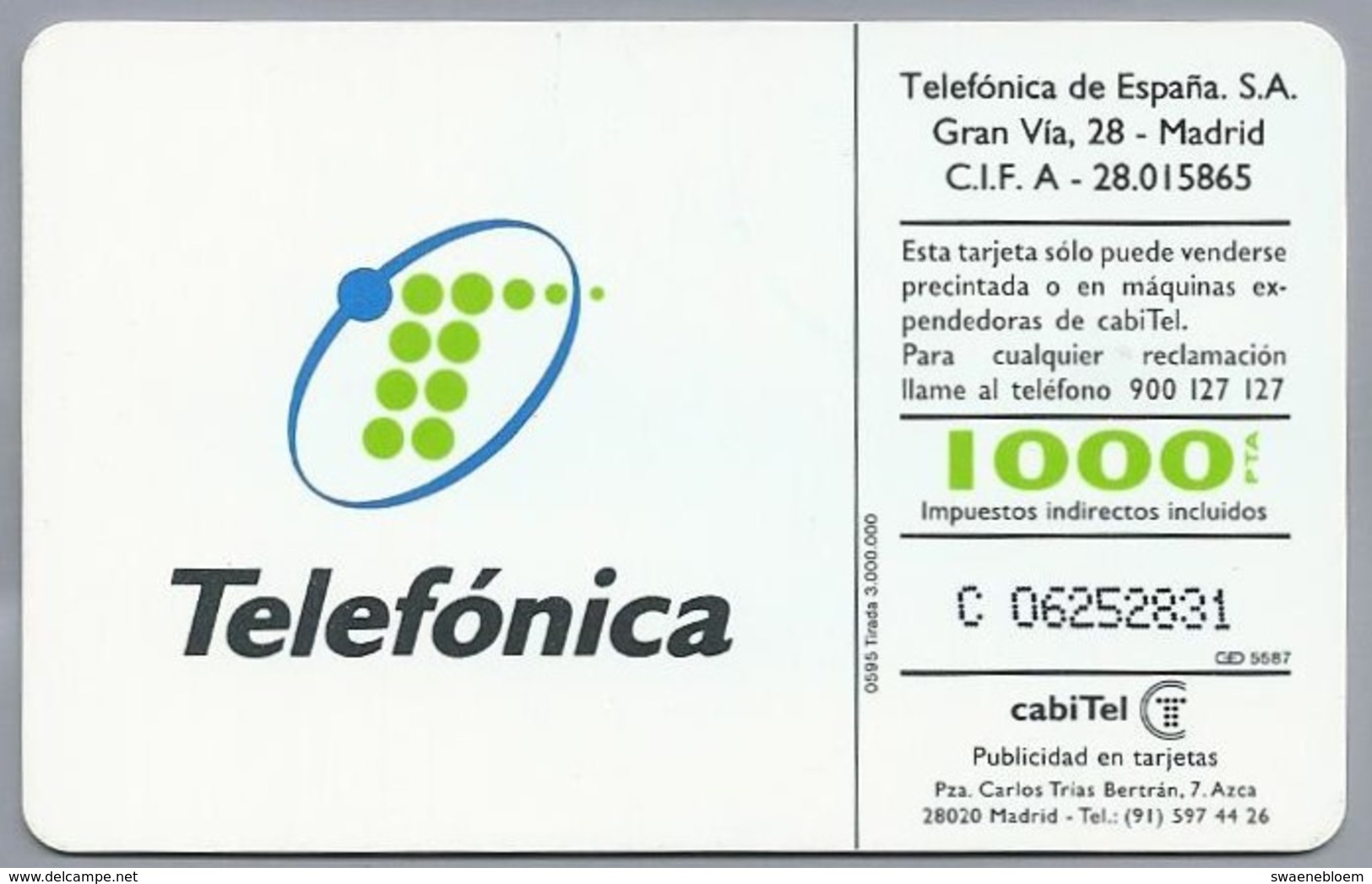 ES.- Telefonica De Espana. CabiTel. Teletarjeta Telefonica. 2 Scans - Basisuitgaven