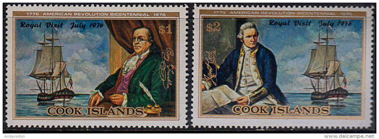 B0768 COOK ISLANDS 1976,  SG 541-2 Bicentenary American Revolution,  MNH - Cook Islands