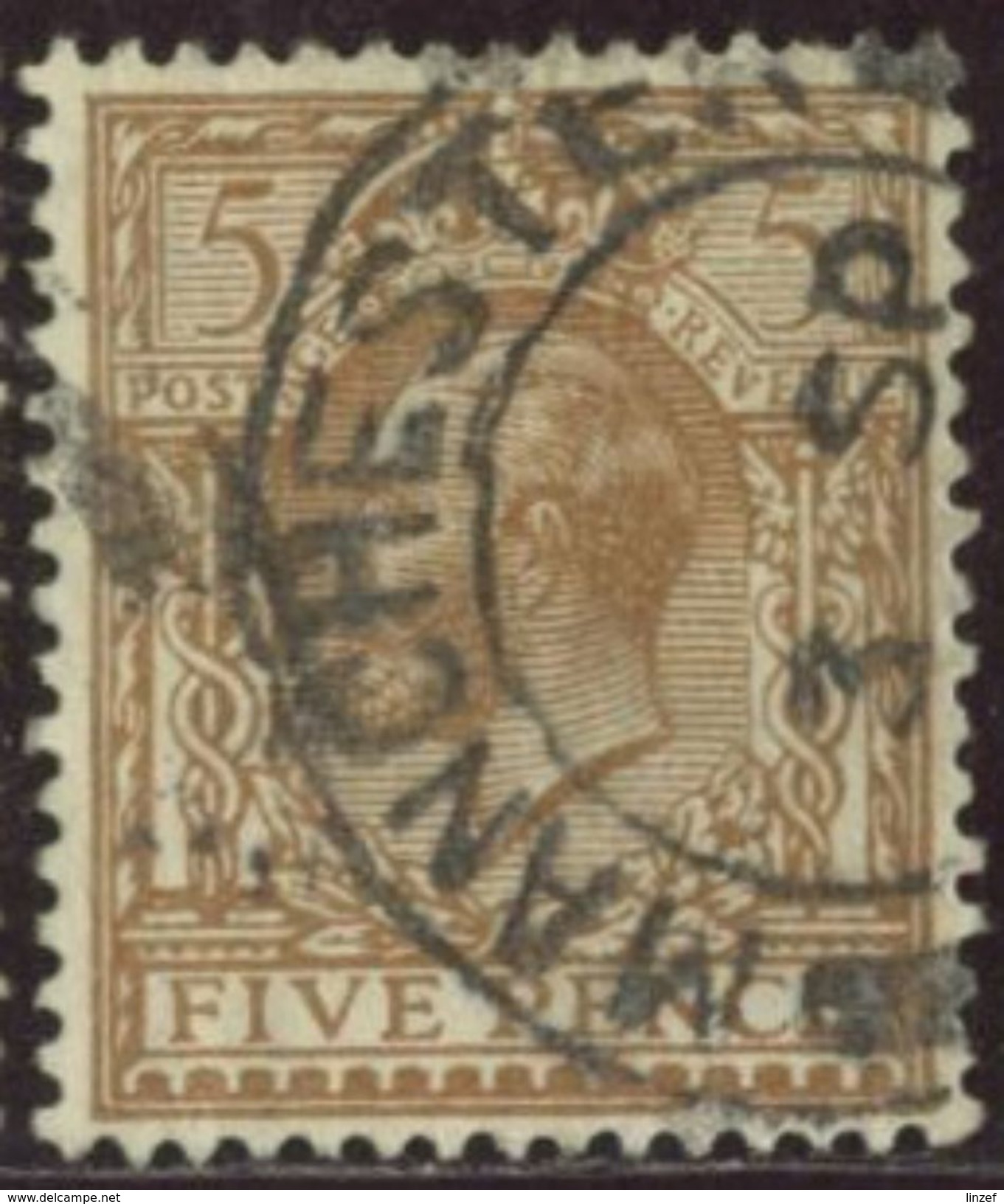 GB 1924 Yv. N°166 - 5p Jaune-brun - Oblitéré - Gebraucht