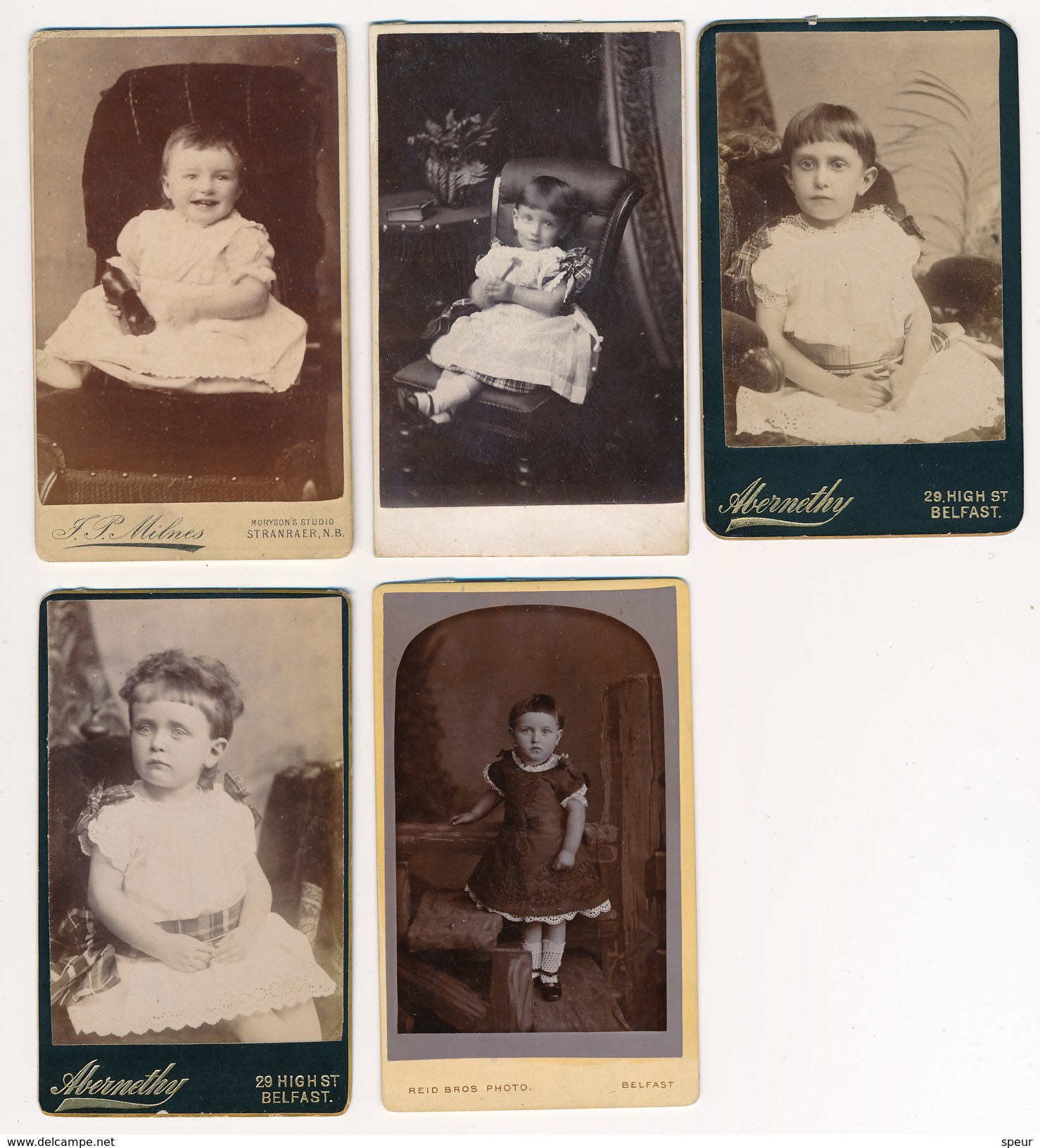 5 CDV Portraits Of Children, Girls ± 1880's - Old (before 1900)