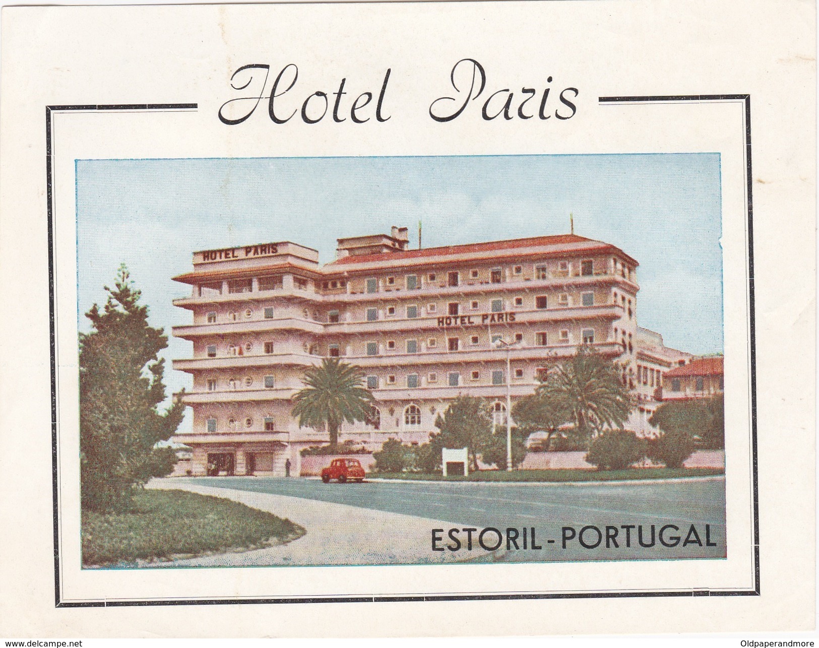 PORTUGAL -  HOTEL LUGAGGE  LABEL - HOTEL PARIS - ESTORIL - Hotel Labels