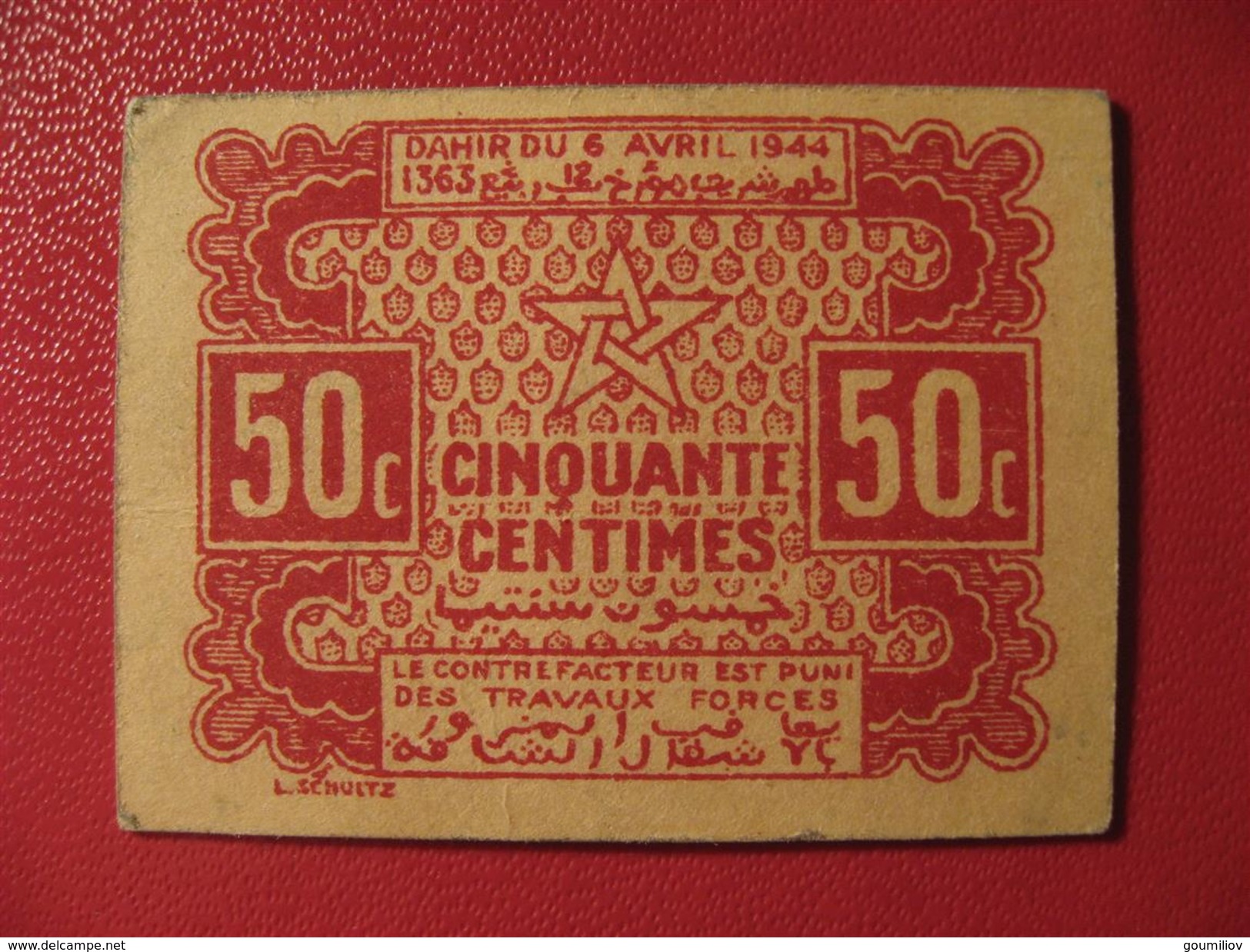 Maroc - 50 Centimes - Empire Cherifien - Dahir Du 6 Avril 1944 9294 - Marruecos