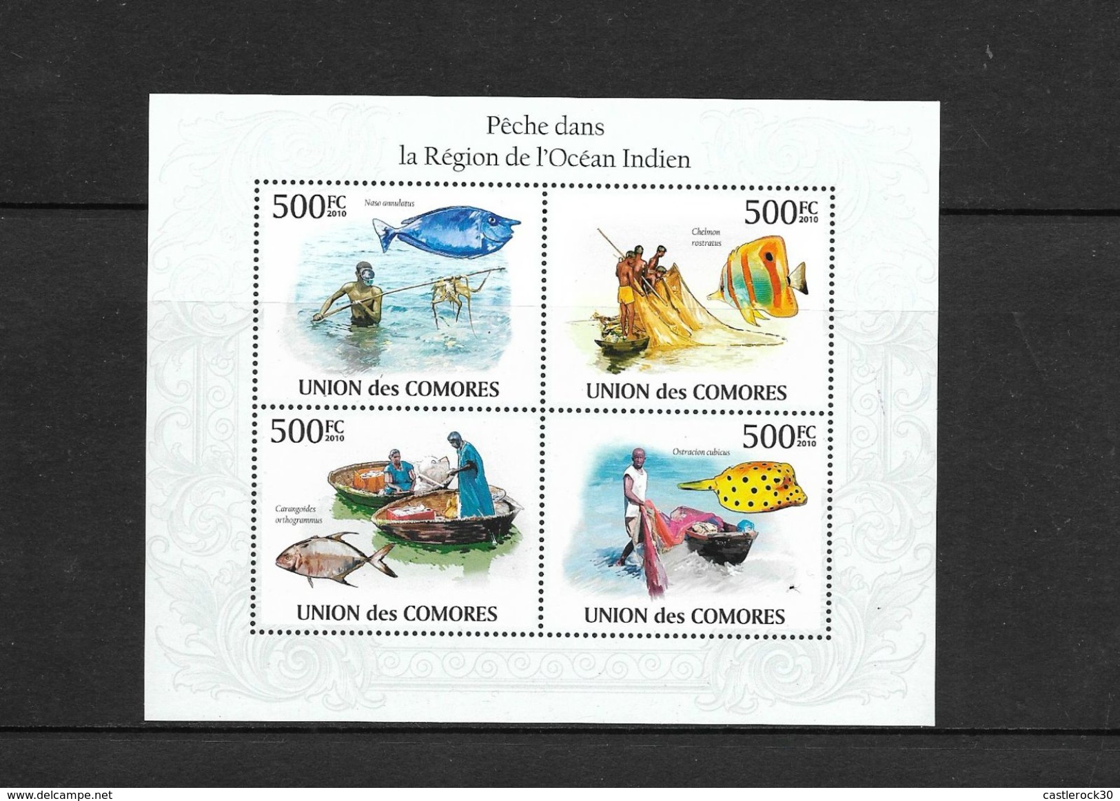 O) 2010 COMOROS, FISHES - METHODS AND IMPLEMENTS FOR FISHING ACTIVITY,  MINI SHEET MNH - Comoros