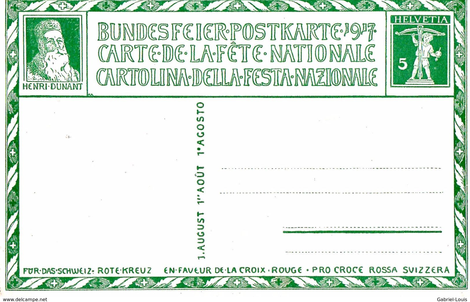 Carte De La Fête Nationale - Bundesfeier Postkarte 1917 - Cartolina Della Festa Nazionnale - Croix-Rouge -Bon Samaritain - Autres & Non Classés