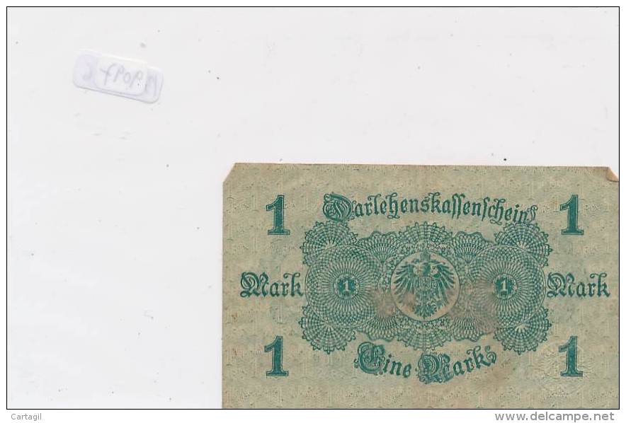 Billets -B890-Allemagne - Darlehenskassenschein 1 Mark 1914 (type, Nature, Valeur, état... Voir  Double Scans) - Bundeskassenschein