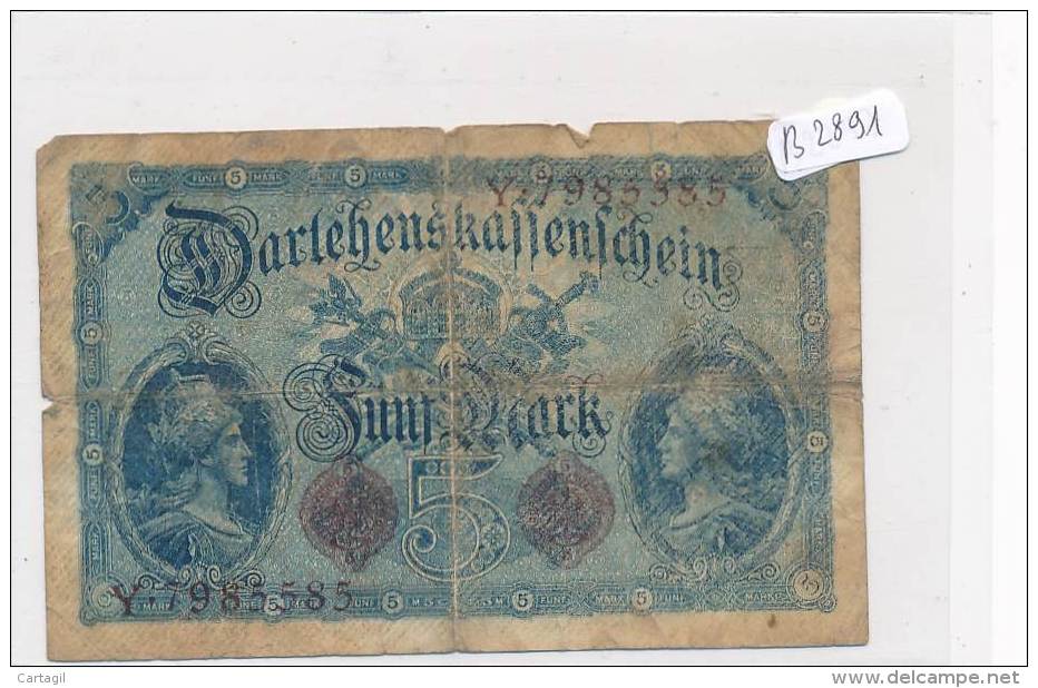 Billets -B891-Allemagne - Darlehenskassenschein 5 Mark 1914 (type, Nature, Valeur, état... Voir  Double Scans) - 5 Mark