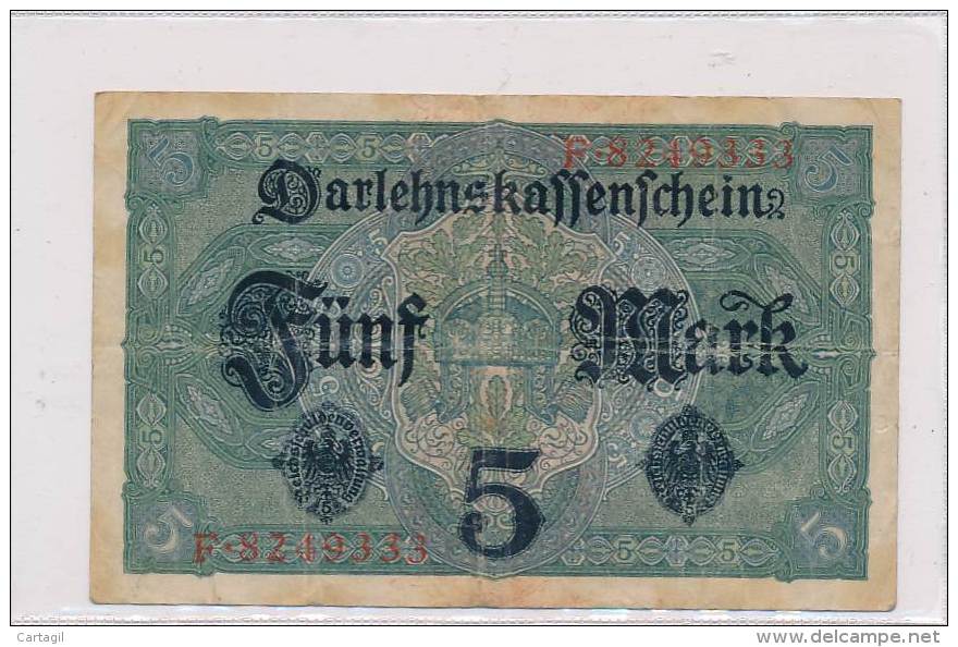 Billets -B899-Allemagne - Darlehenskassenschein 5 Mark 1917 (type, Nature, Valeur, état... Voir  Double Scans) - 5 Mark