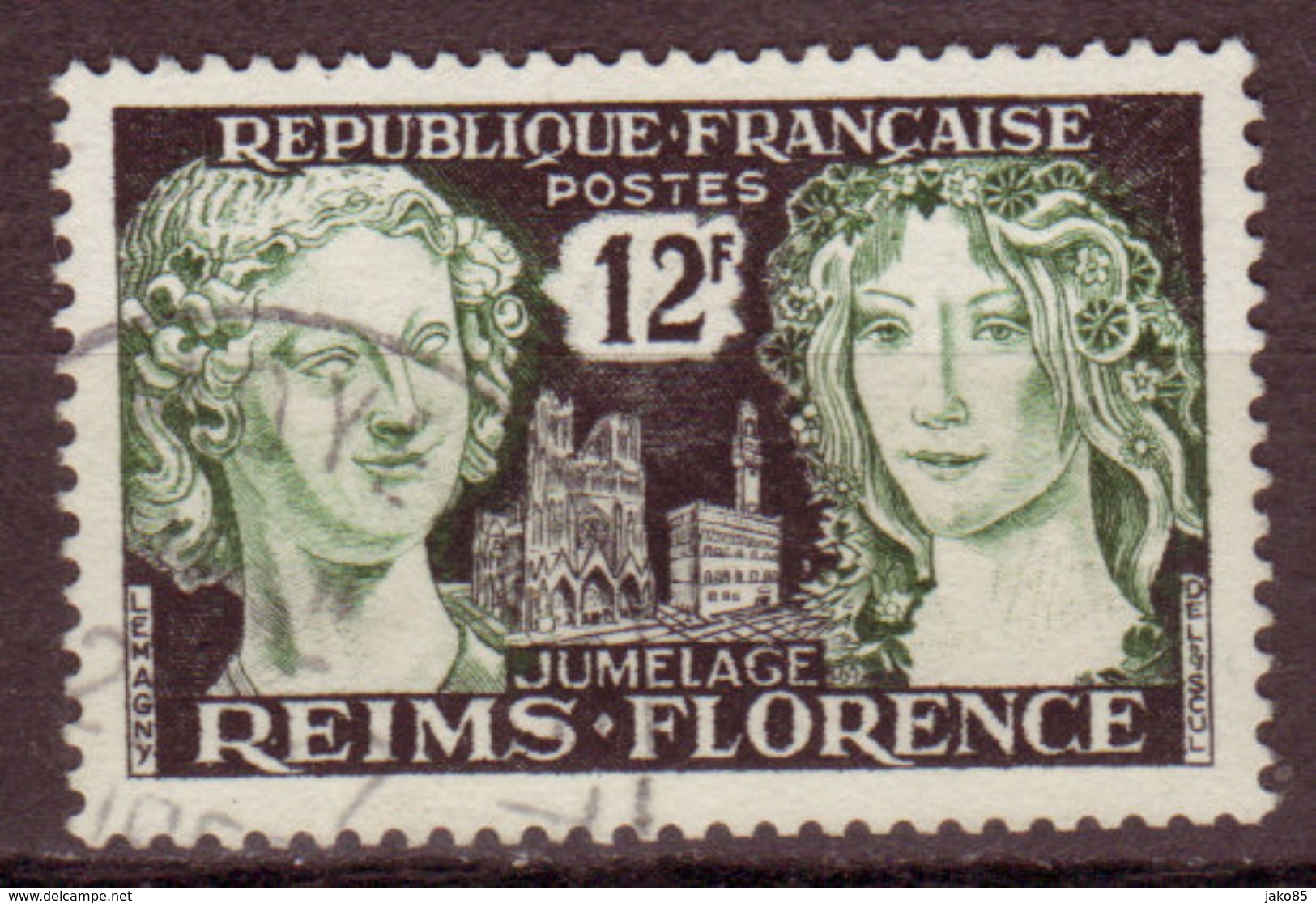 FRANCE - 1956 - YT N° 1061 - Oblitéré - Jumelage Reims- Florence - Usados