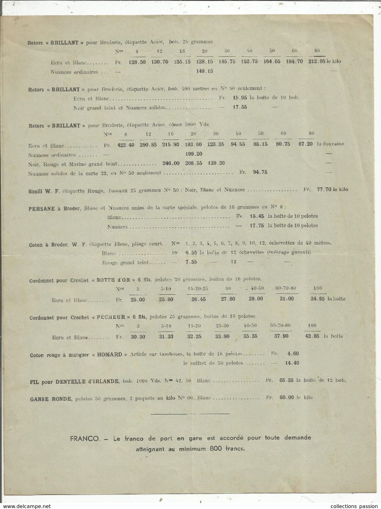 Publicité , WALLAERT FRERES ,LILLE , 1940 , Tarif N° 47, 4 Pages, 2 Scans , Frais Fr 1.45e - Advertising