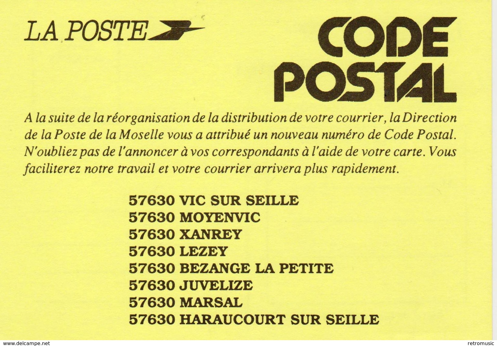 FRANCE  Vic Sur Seille Moselle 57630 - Promotion Du Code Postal - Vic Sur Seille