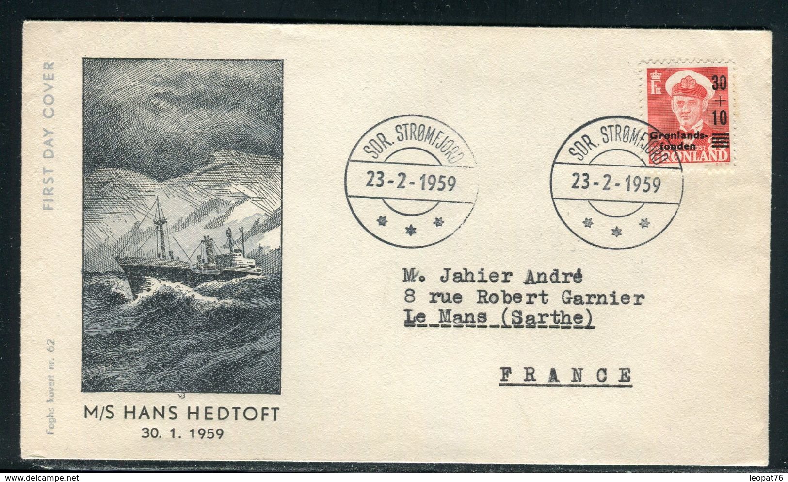 Groenland - Enveloppe Pour La France En 1959, Affranchissement Surchargé - Ref D206 - Storia Postale