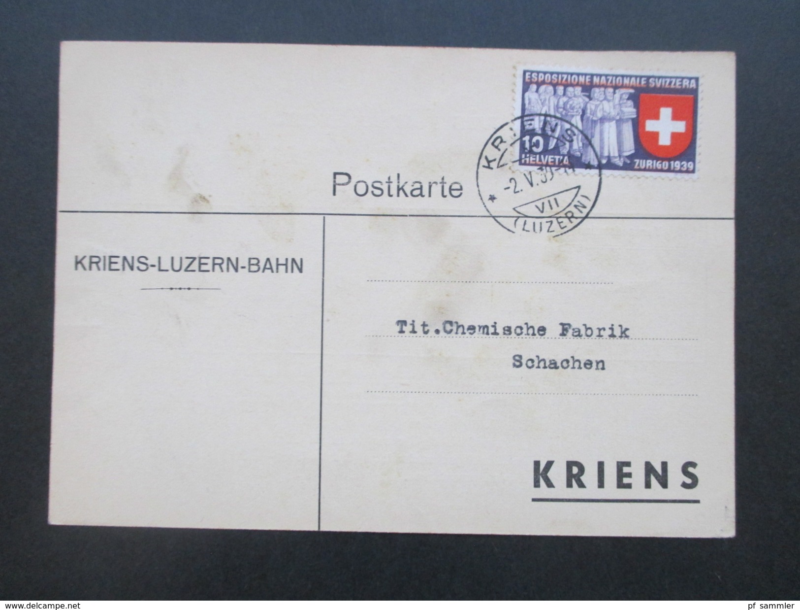 Schweiz 1939 / 41 PK Kriens - Luzern - Bahn. Eisenfass Oel / 2 Kannen Oel. Avis für Güter 2 Stück!!