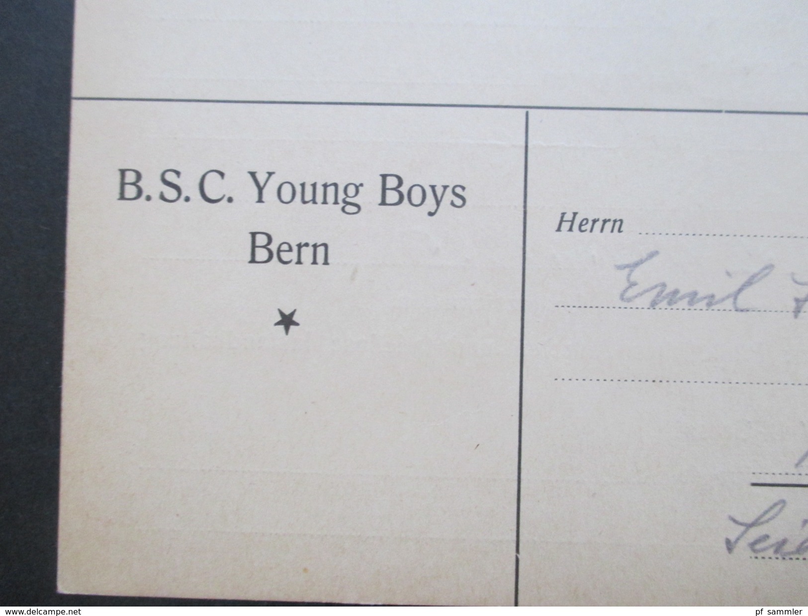 Schweiz 1936 / 40 BSC Young Boys Bern 6 PK/ Bietkarte An Einen Spieler! Emil Schädeli. Stürmer! Mit Persönlichen Notizen - Briefe U. Dokumente