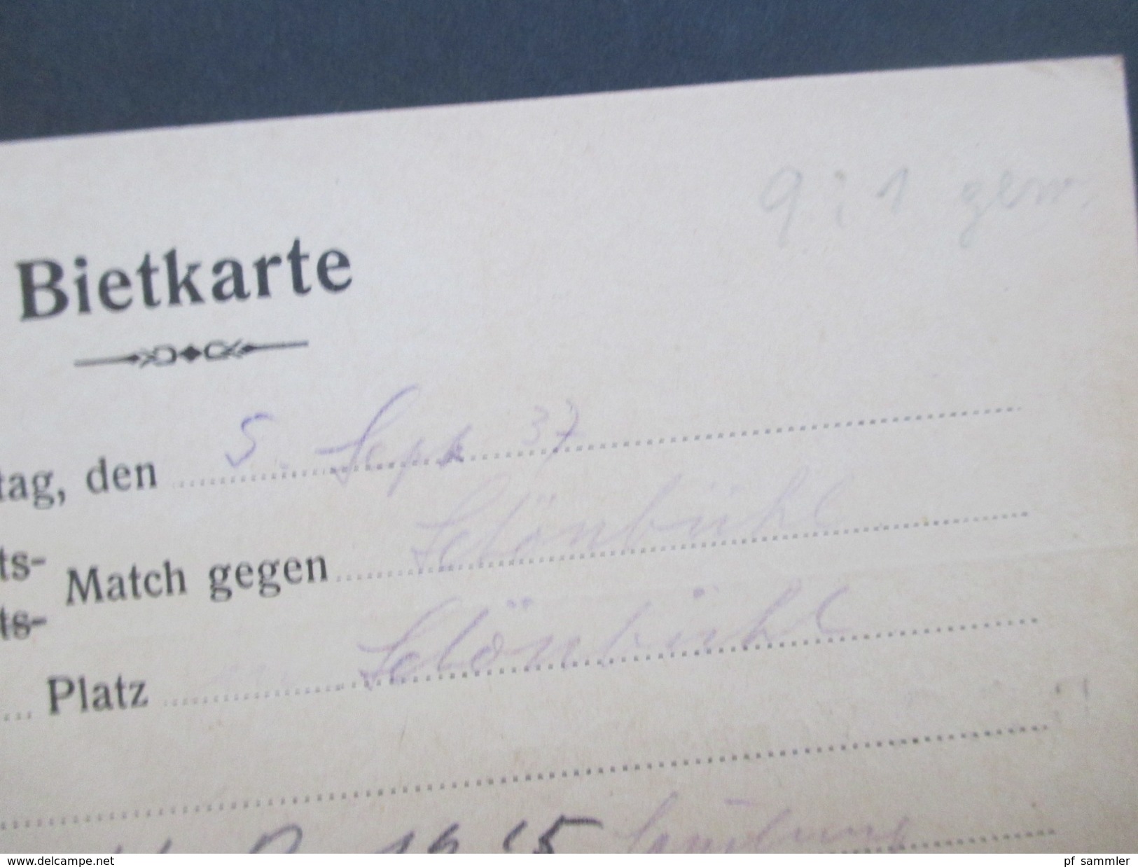 Schweiz 1936 / 40 BSC Young Boys Bern 6 PK/ Bietkarte an einen Spieler! Emil Schädeli. Stürmer! Mit persönlichen Notizen