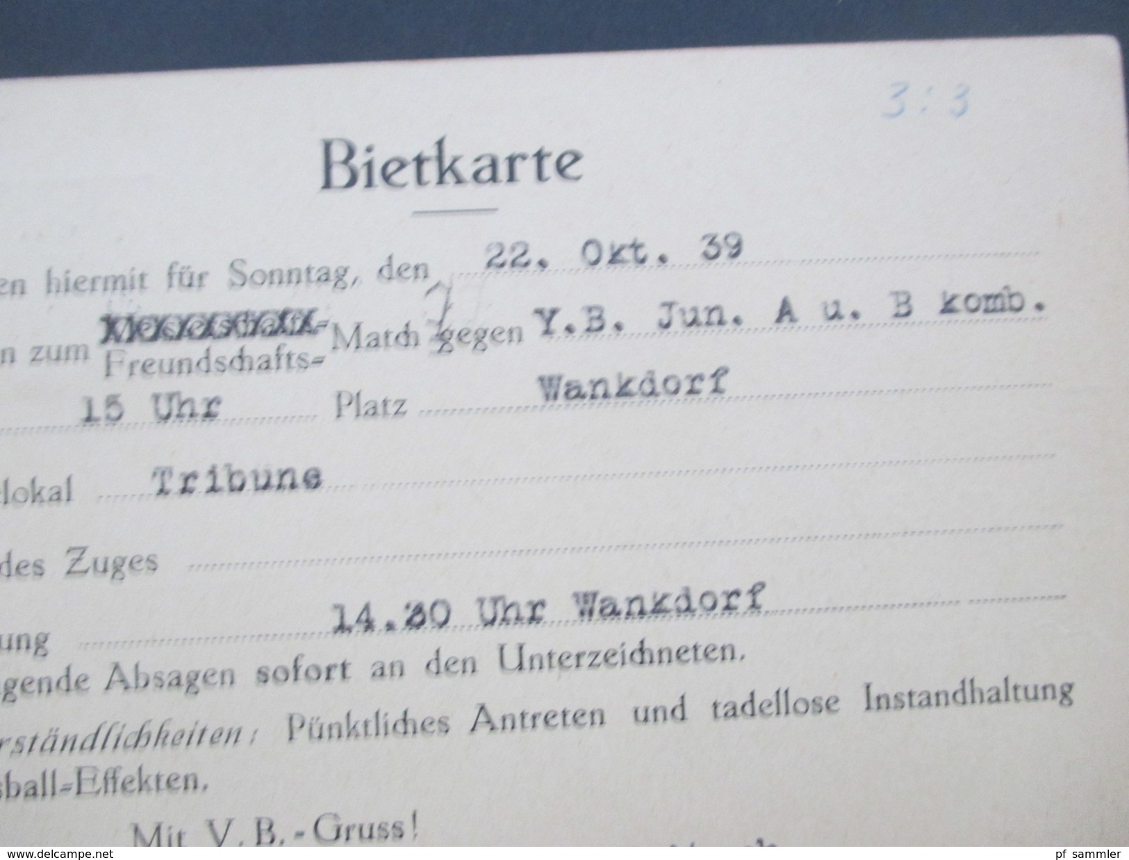 Schweiz 1936 / 40 BSC Young Boys Bern 6 PK/ Bietkarte an einen Spieler! Emil Schädeli. Stürmer! Mit persönlichen Notizen