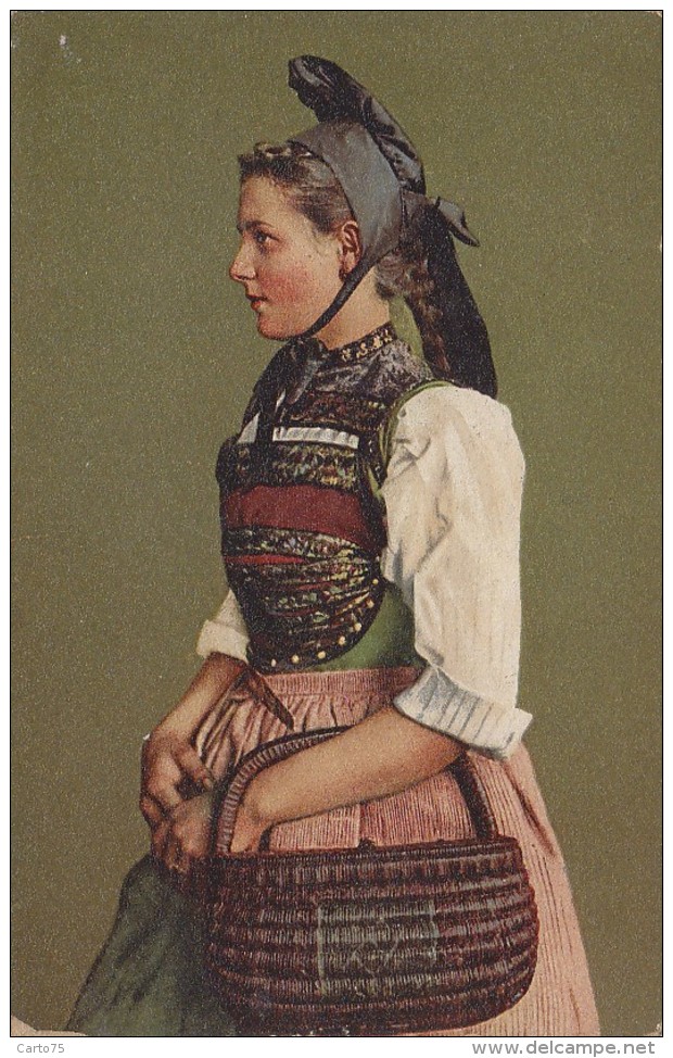 Suisse - Femme - Costume - Hallauermädchen - Schaffhausen - 1909 - Hallau