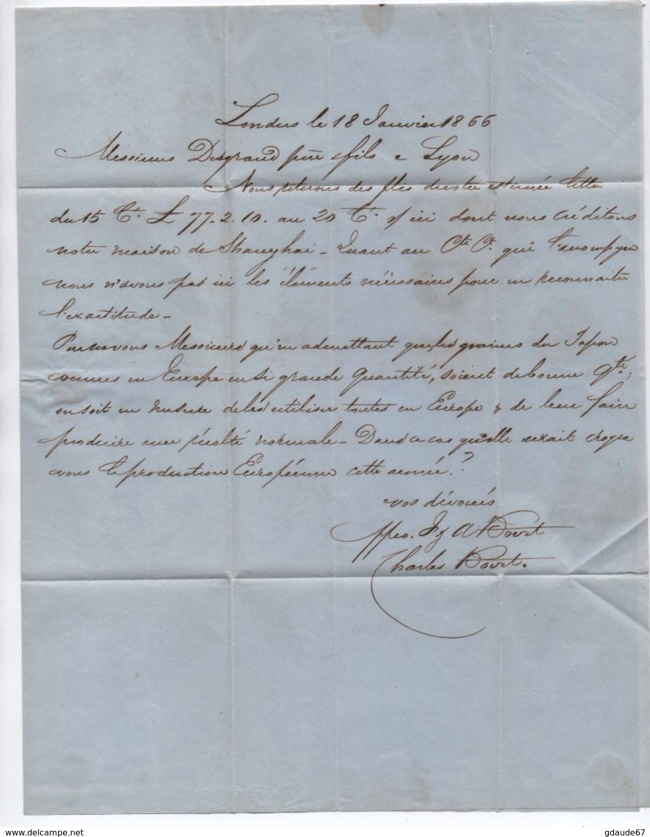 1866 - LETTRE De LONDON Avec N° 32 Pour La FRANCE Avec CACHET NOIR ANGL. AMB CALAIS - Lettres & Documents