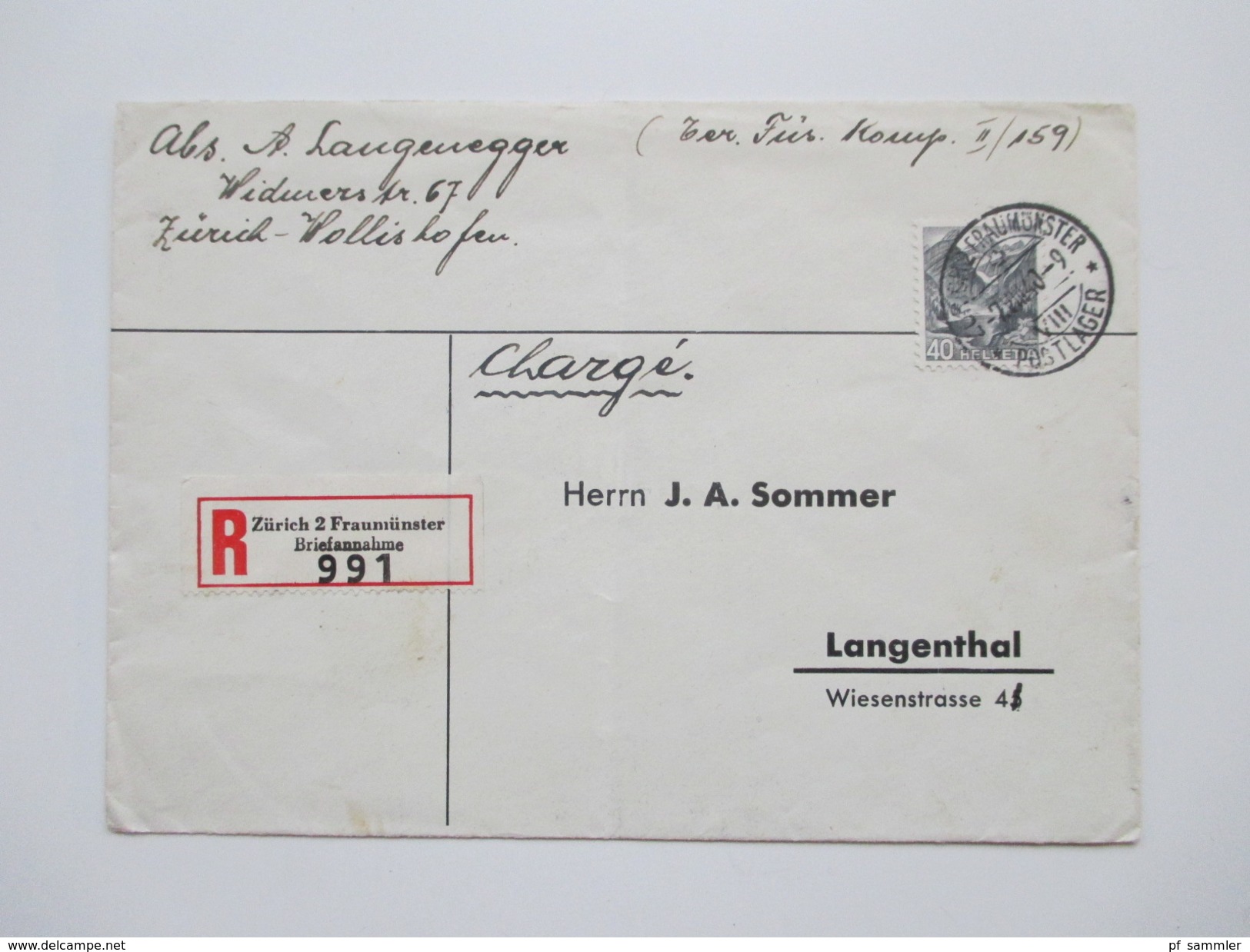 Schweiz 1926 / 54 Charge Belege 9 Stk. R-Briefe. 1x Oberbahnarzt. Schweizerische Bundesbahn. Chargé