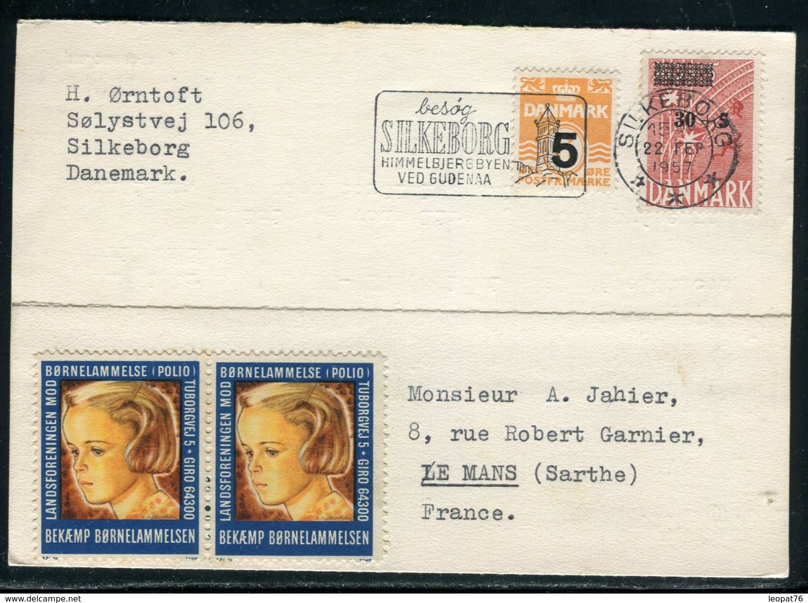 Danemark - Carte De Silkeborg Pour La France En 1957 , Vignettes - Ref D231 - Covers & Documents